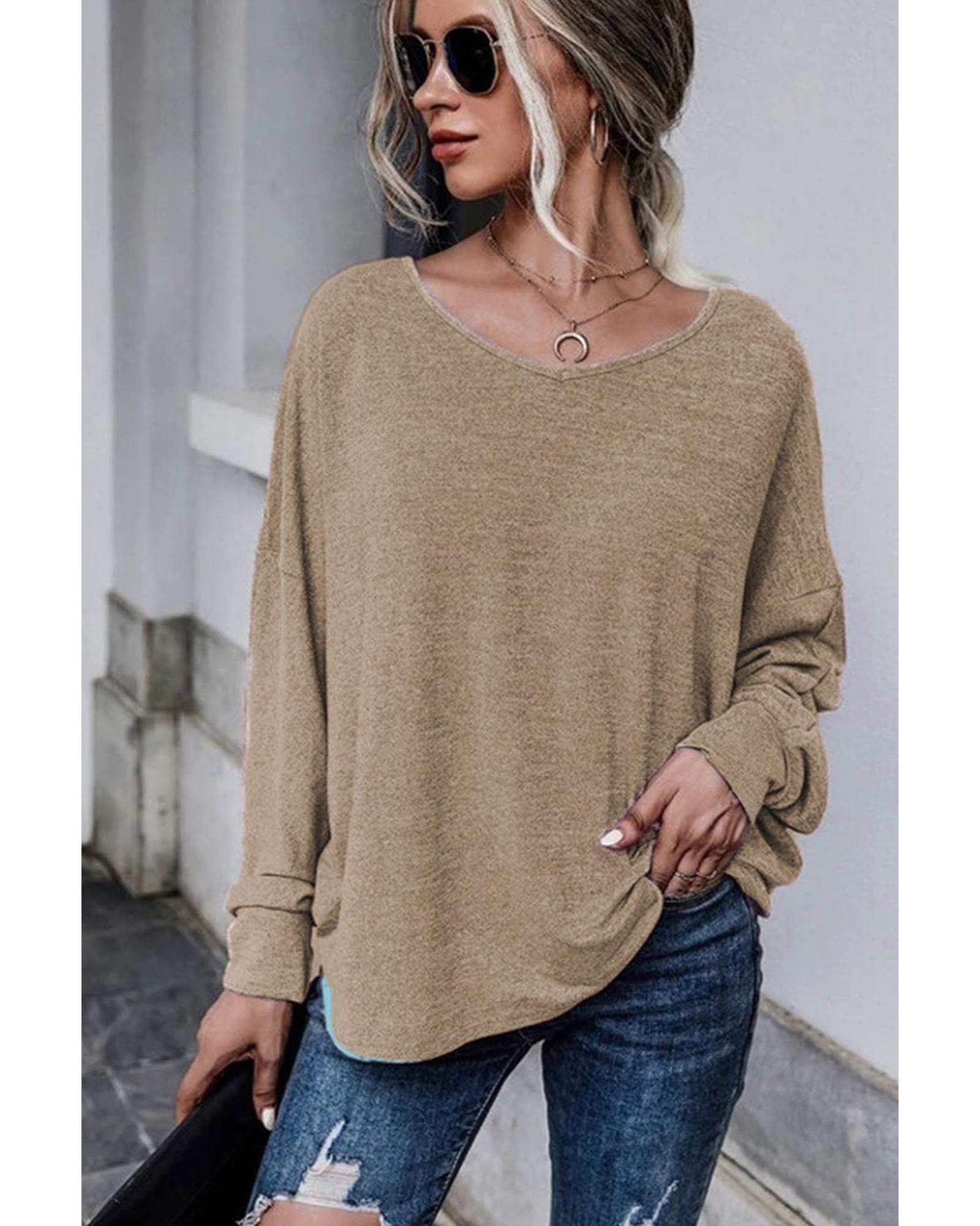 Azura Exchange Tie Plunging Back Dolman Sleeve Oversize Top - XL