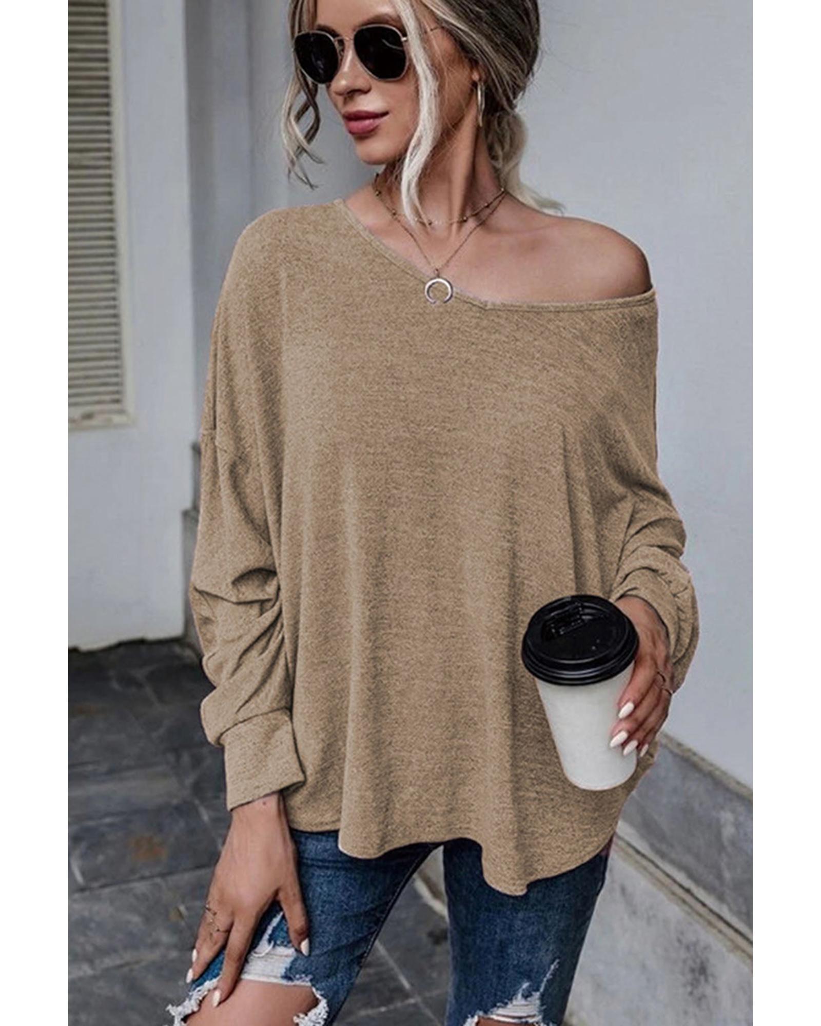 Azura Exchange Tie Plunging Back Dolman Sleeve Oversize Top - XL