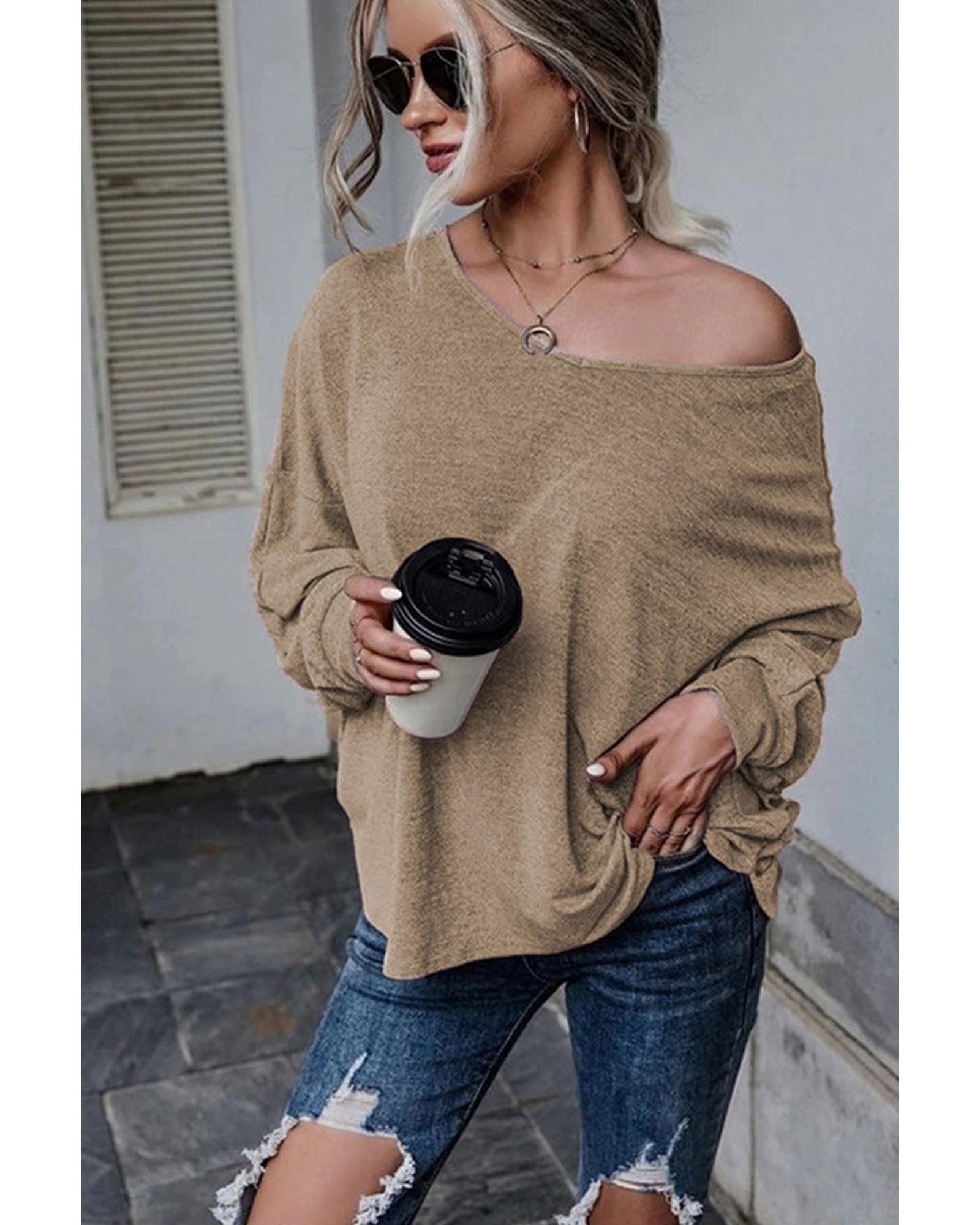 Azura Exchange Tie Plunging Back Dolman Sleeve Oversize Top - XL