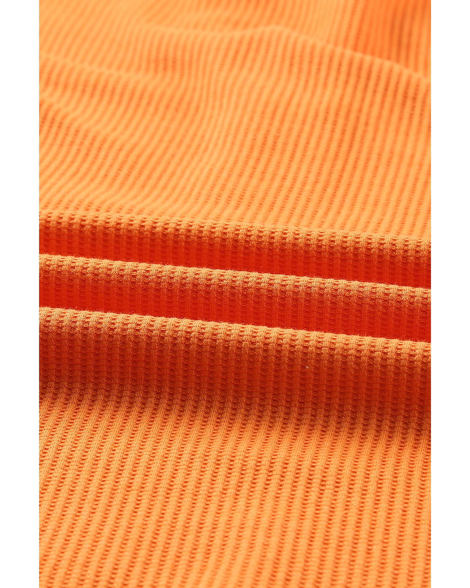 Azura Exchange V Neck Drop Shoulder Waffle Knit Top - S