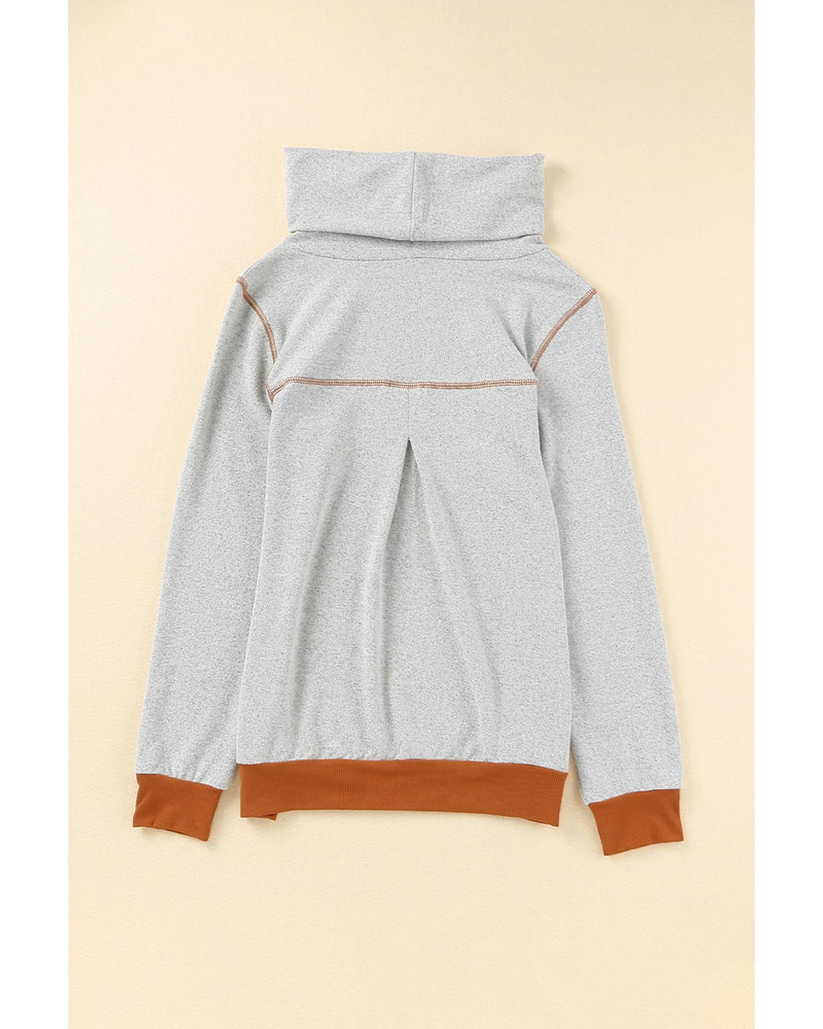 Azura Exchange Cowl Neck Patchwork Long Sleeve Top - XL