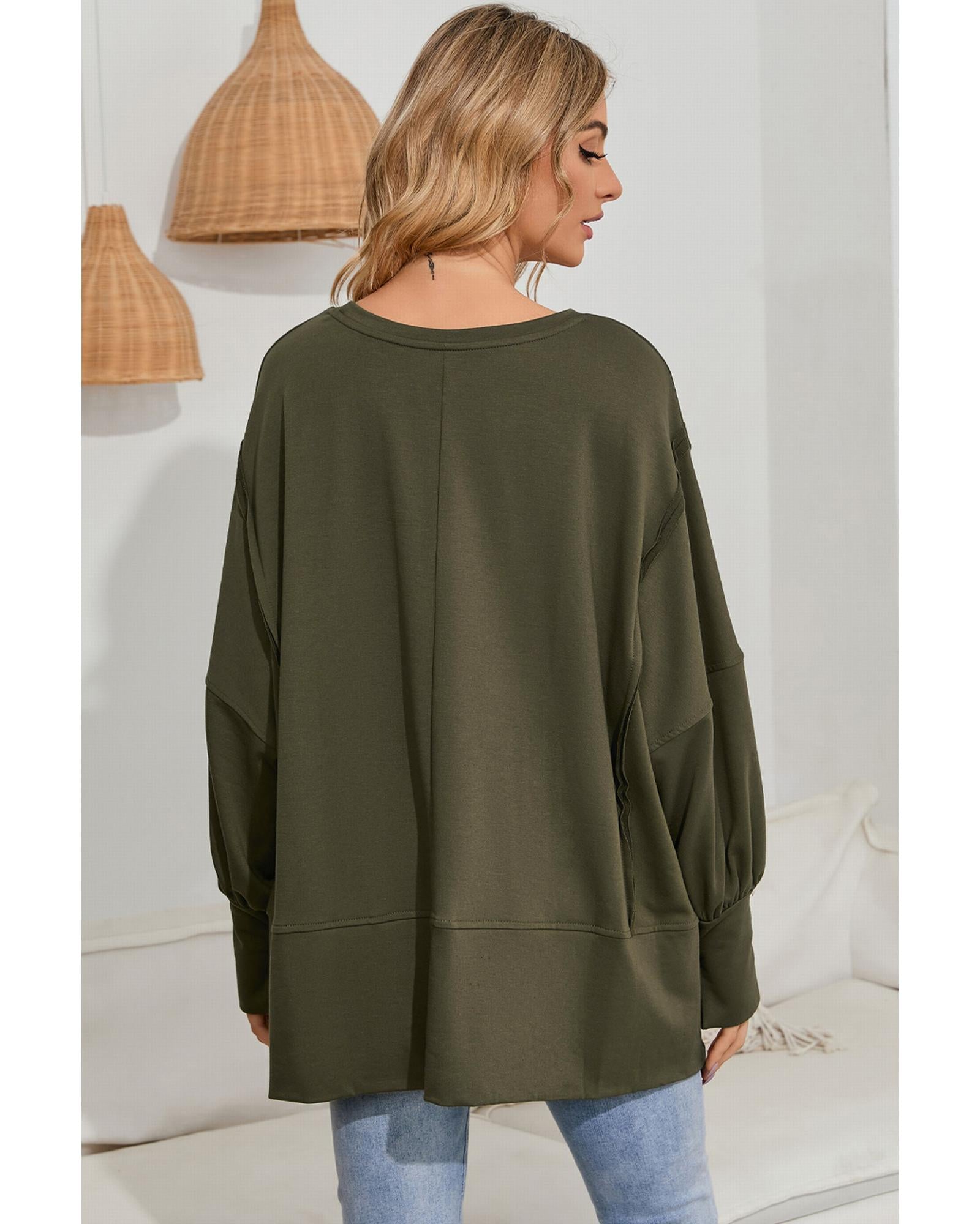 Azura Exchange Oversized Patchwork Drop Shoulder Top - S