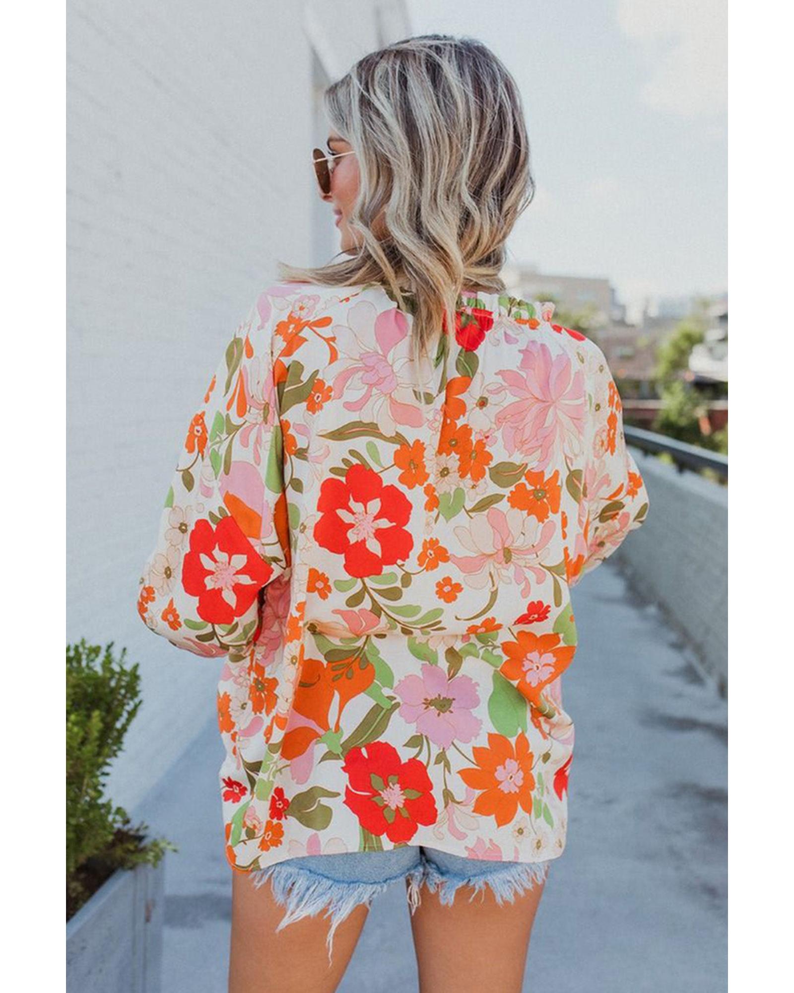 Azura Exchange Frill Trim Puff Sleeve Blouse - M