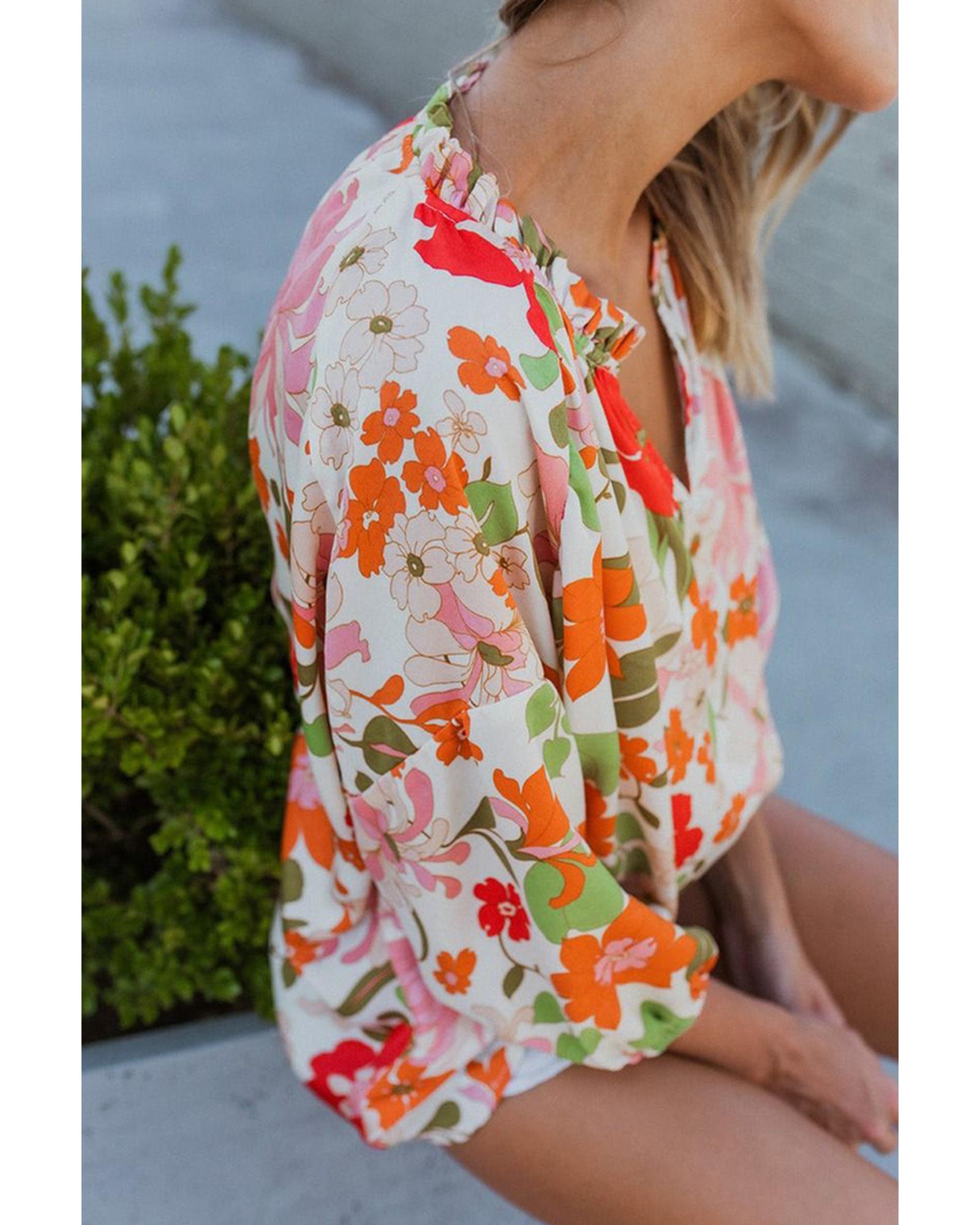 Azura Exchange Frill Trim Puff Sleeve Blouse - M