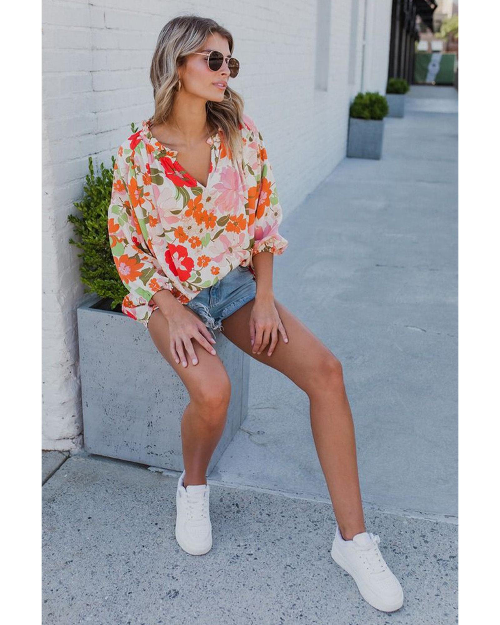 Azura Exchange Frill Trim Puff Sleeve Blouse - M