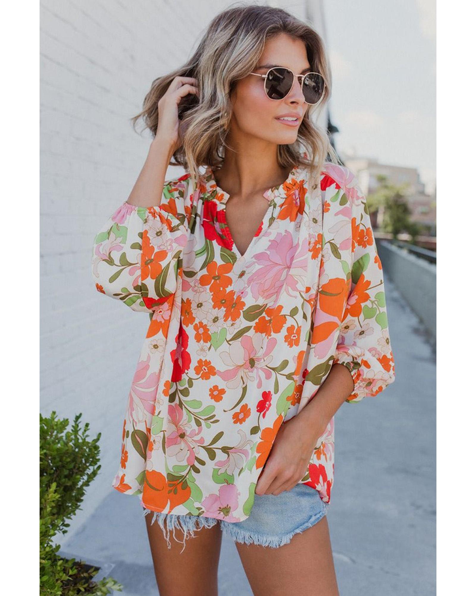 Azura Exchange Frill Trim Puff Sleeve Blouse - S