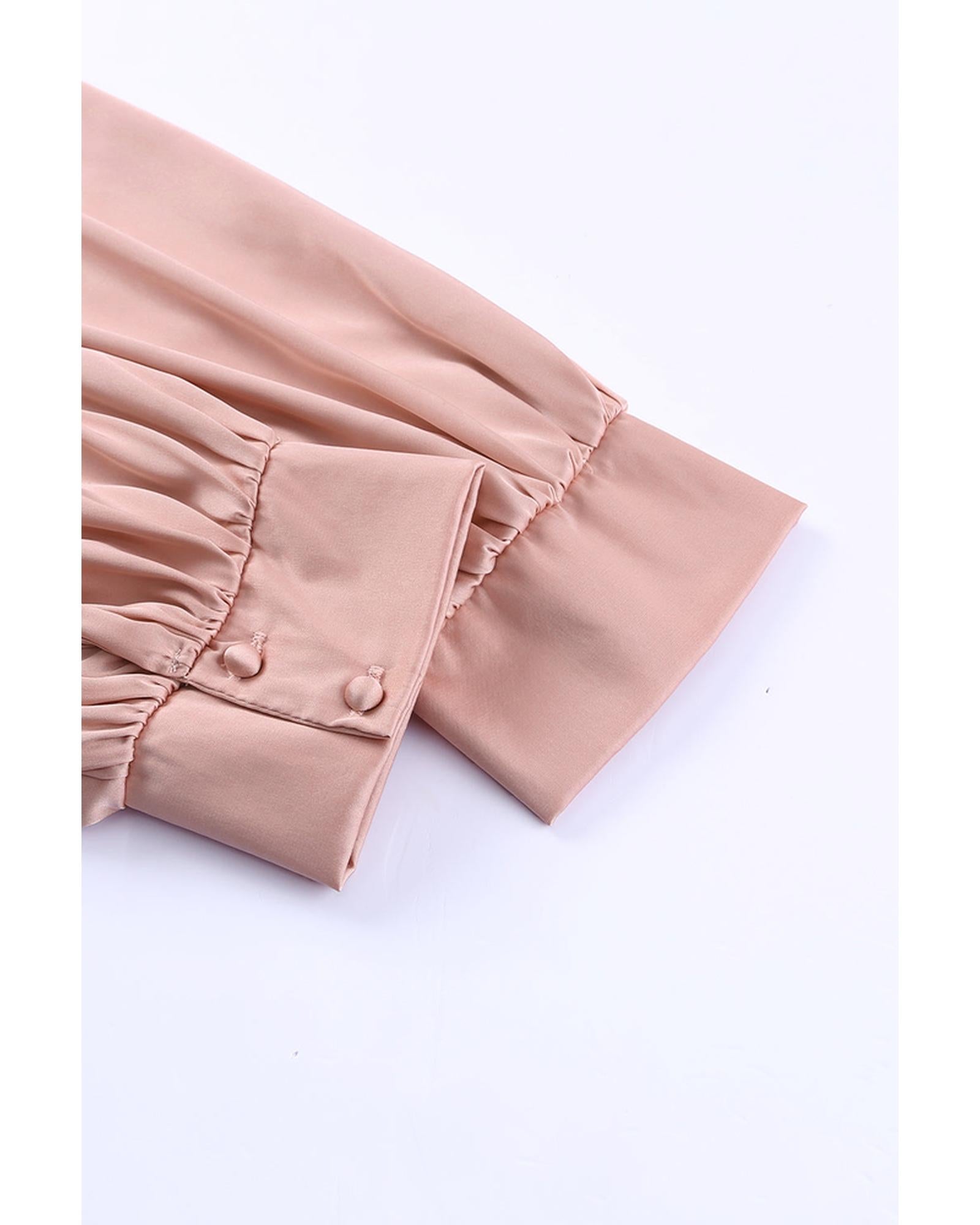 Azura Exchange High Neck Puff Sleeve Satin Blouse - M