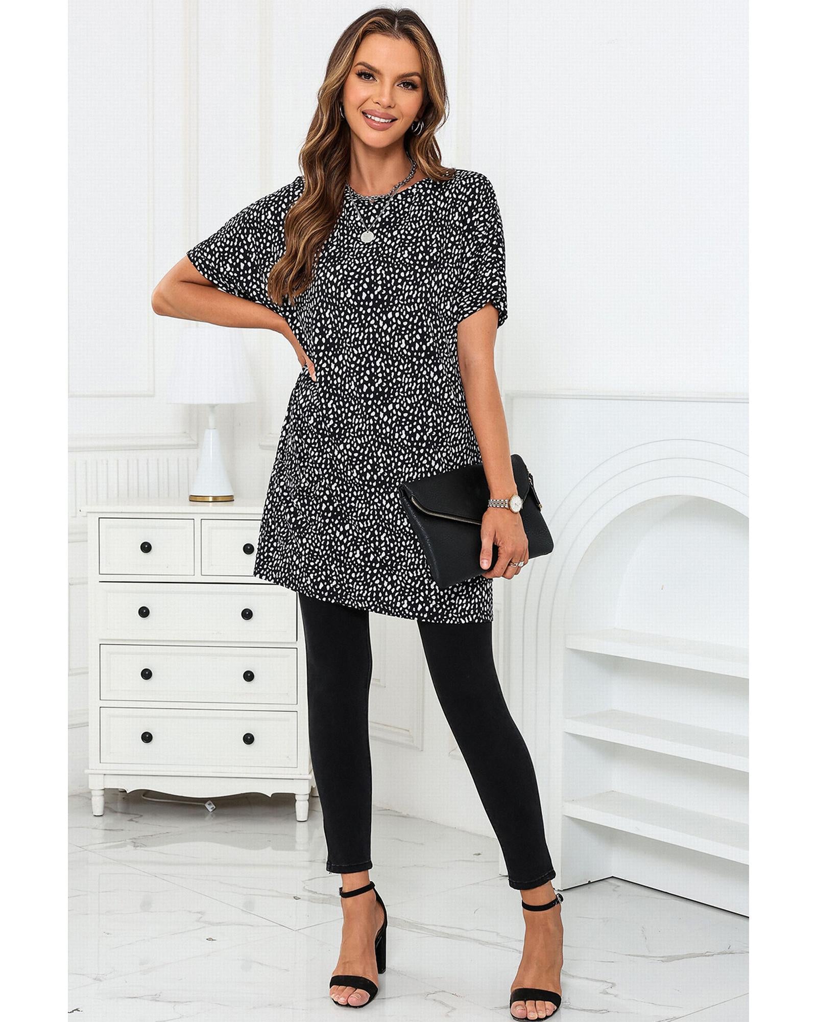 Azura Exchange Leopard Print Tunic Top - S