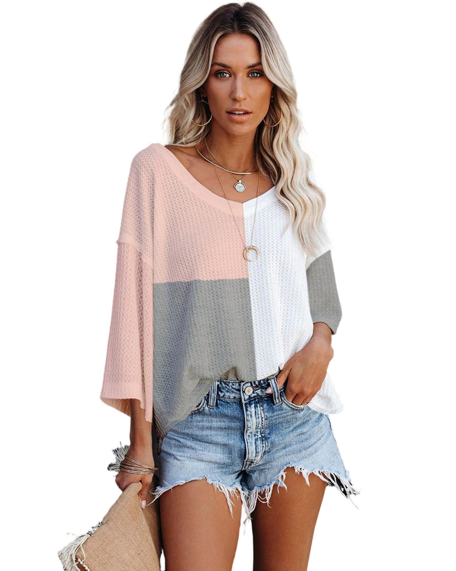 Azura Exchange Colorblock Long Sleeve Oversized Top - L