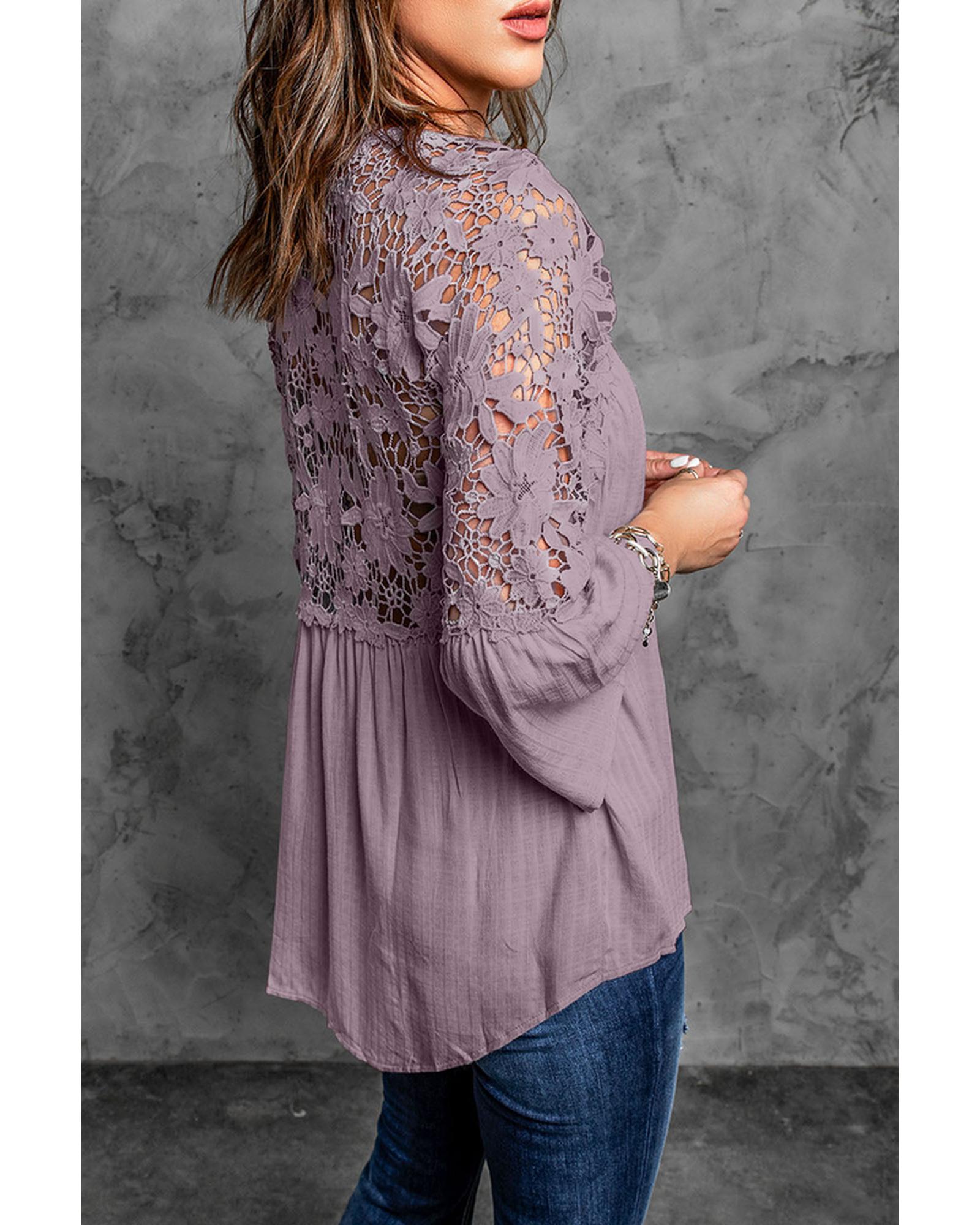 Azura Exchange Lace Button Top - M
