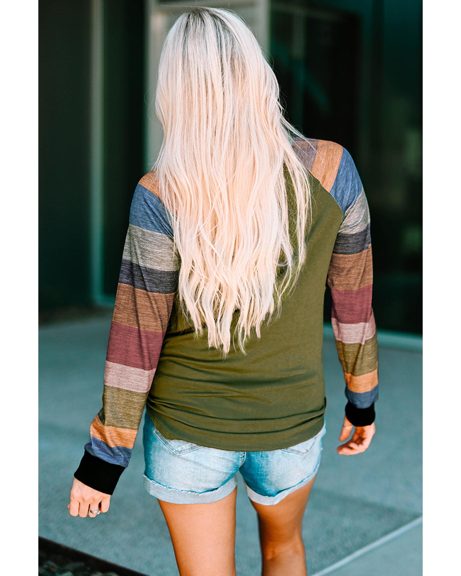 Azura Exchange Long Sleeves Green Pullover Top - S