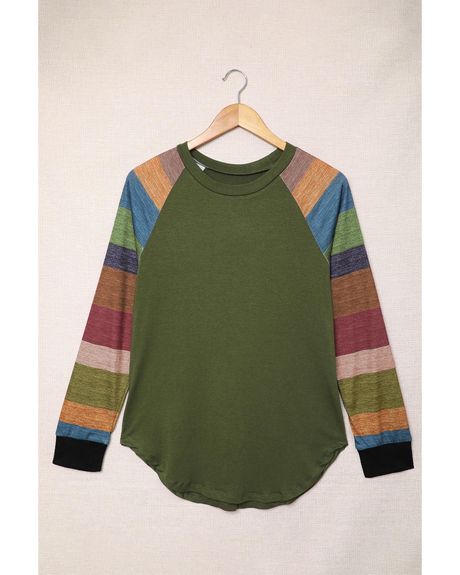 Azura Exchange Long Sleeves Green Pullover Top - 2XL