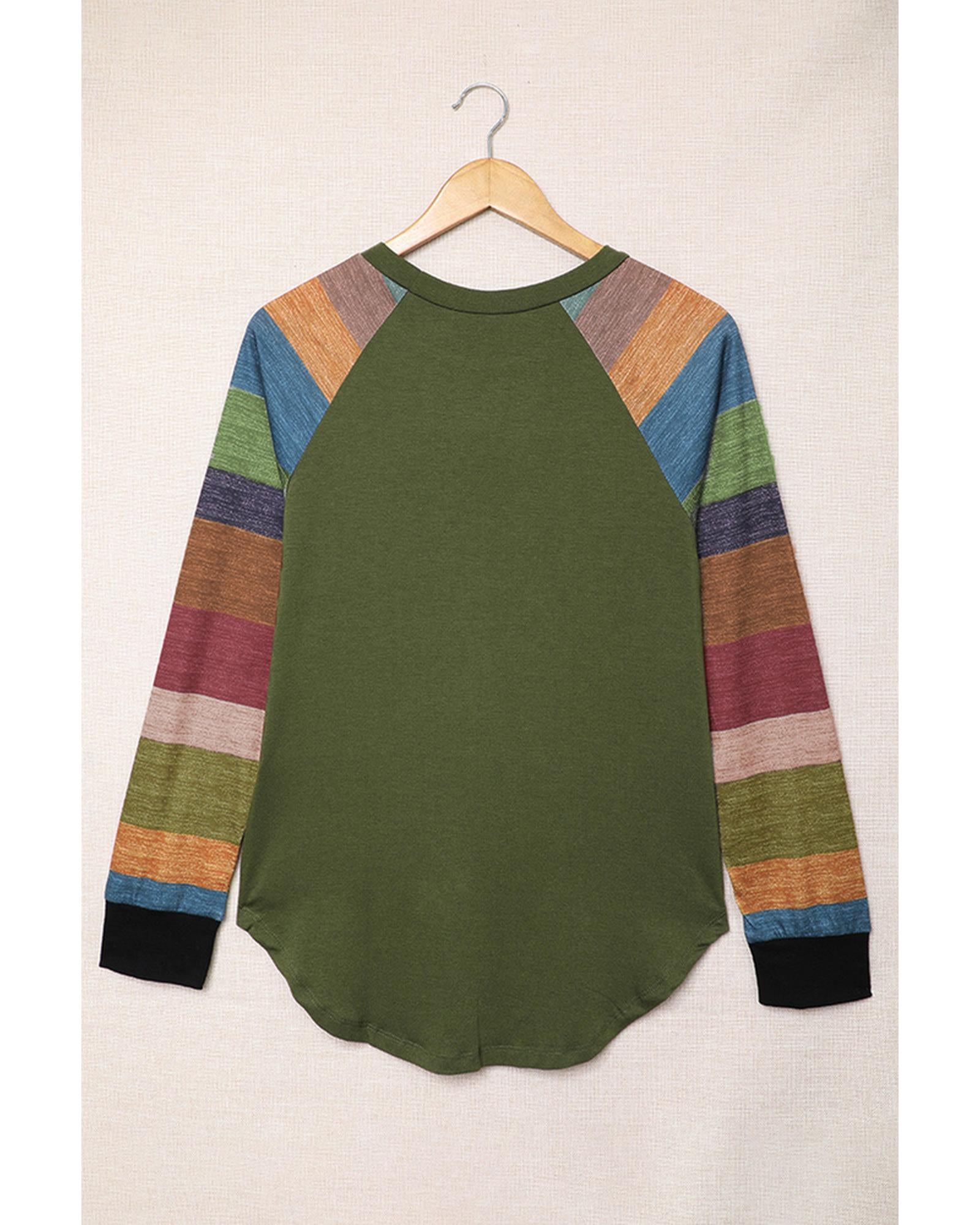 Azura Exchange Long Sleeves Green Pullover Top - 2XL