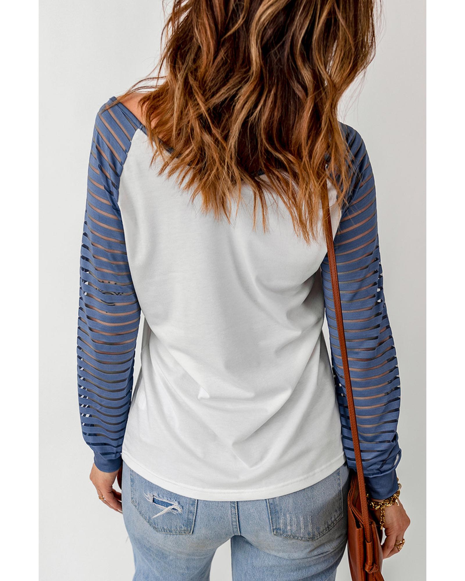 Azura Exchange Patchwork Mesh Long Sleeve Top - M