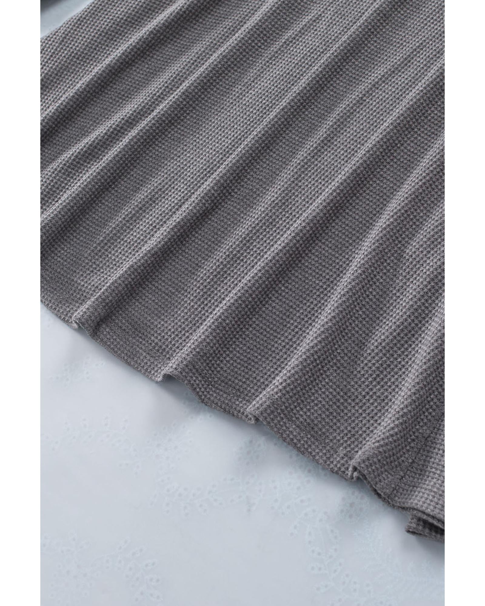 Azura Exchange Cut-out Waffle Knit Long Sleeve Top - L