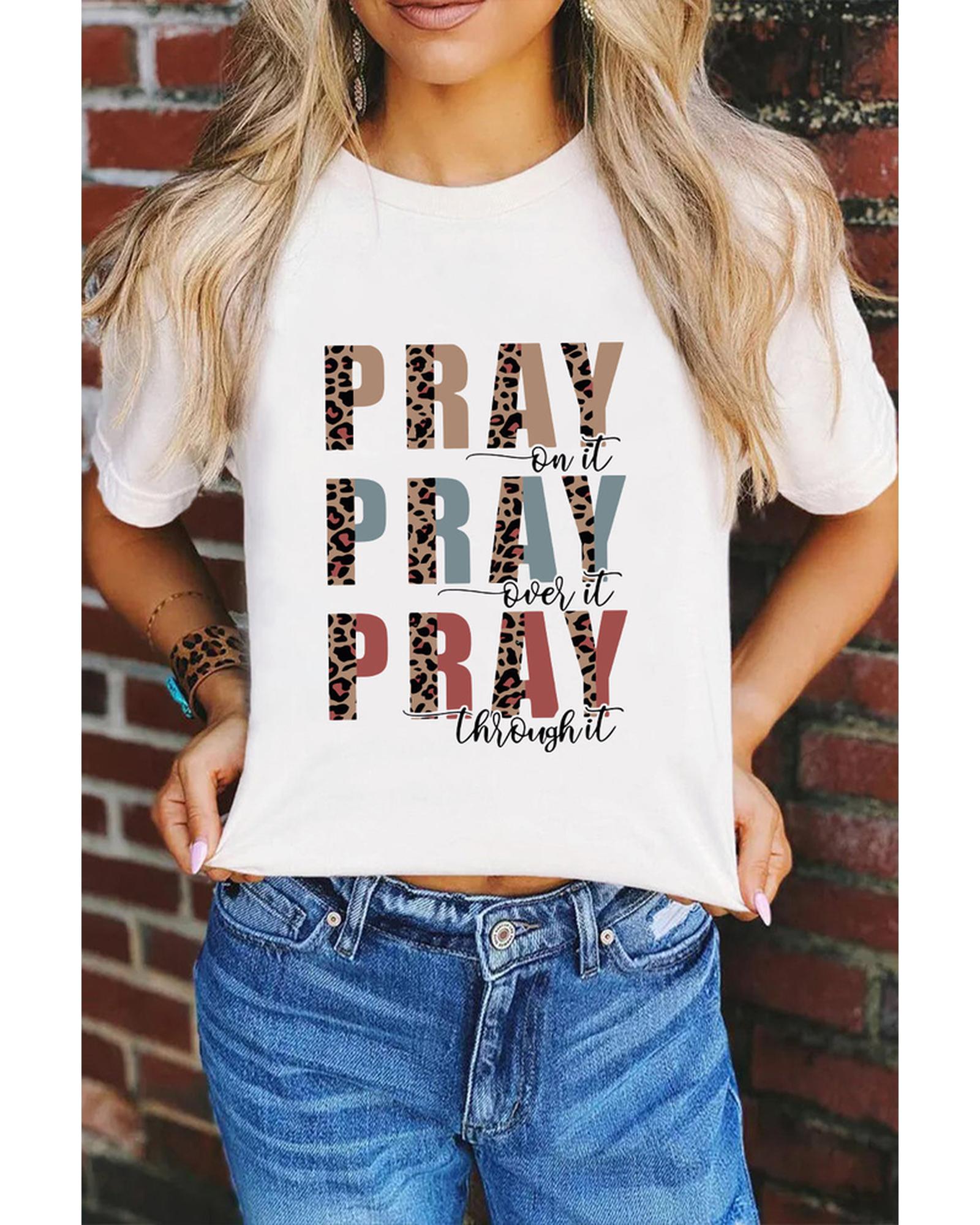 Azura Exchange Leopard Letter Print Short Sleeve T-shirt - L