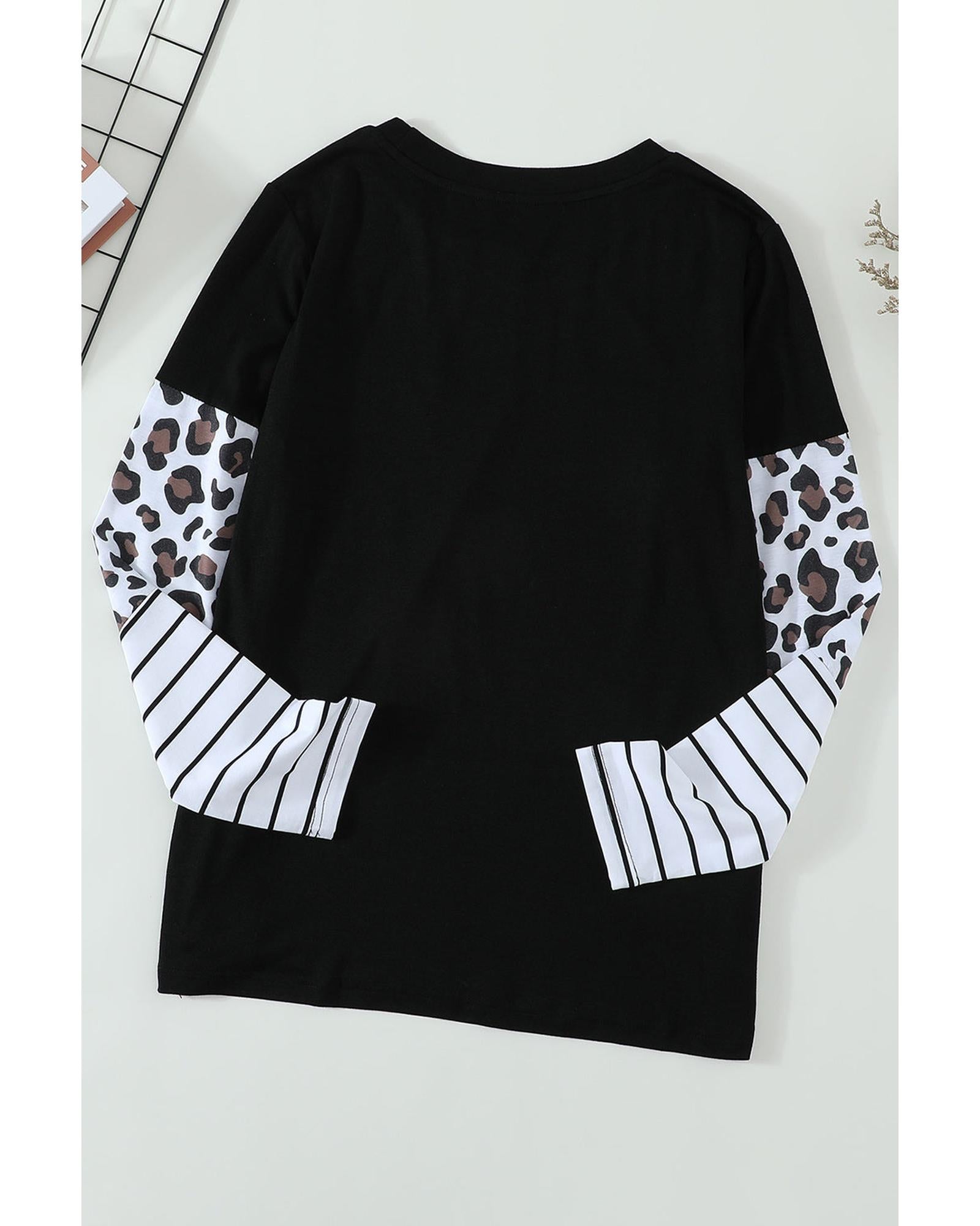 Azura Exchange Patchwork Striped Long Sleeve Top with Pocket - S