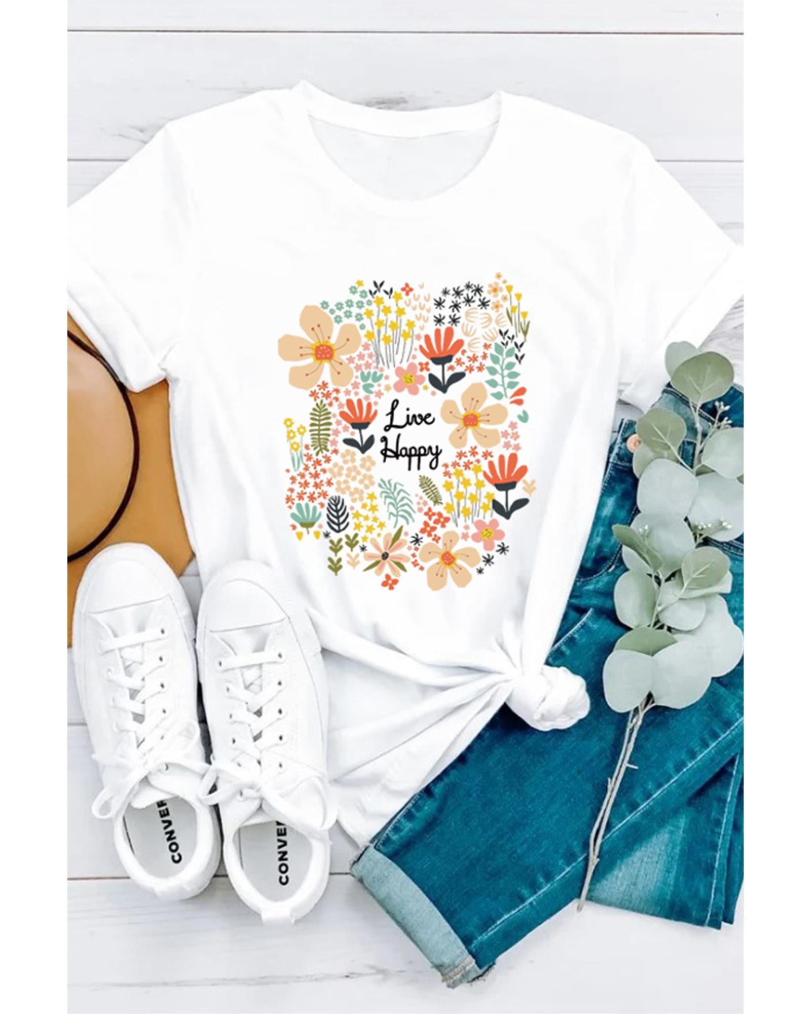 Azura Exchange Floral Print T-Shirt - M