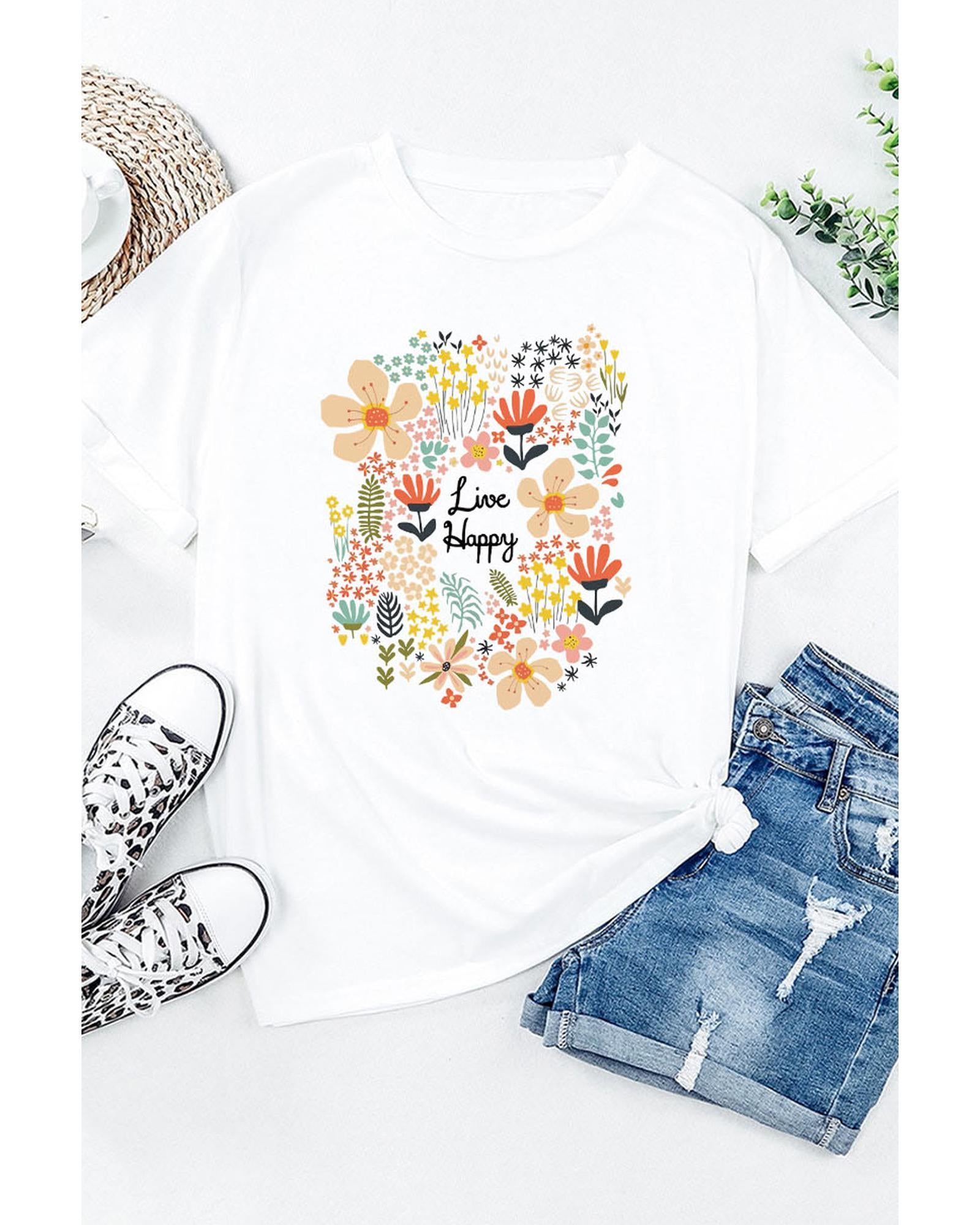 Azura Exchange Floral Print T-Shirt - S