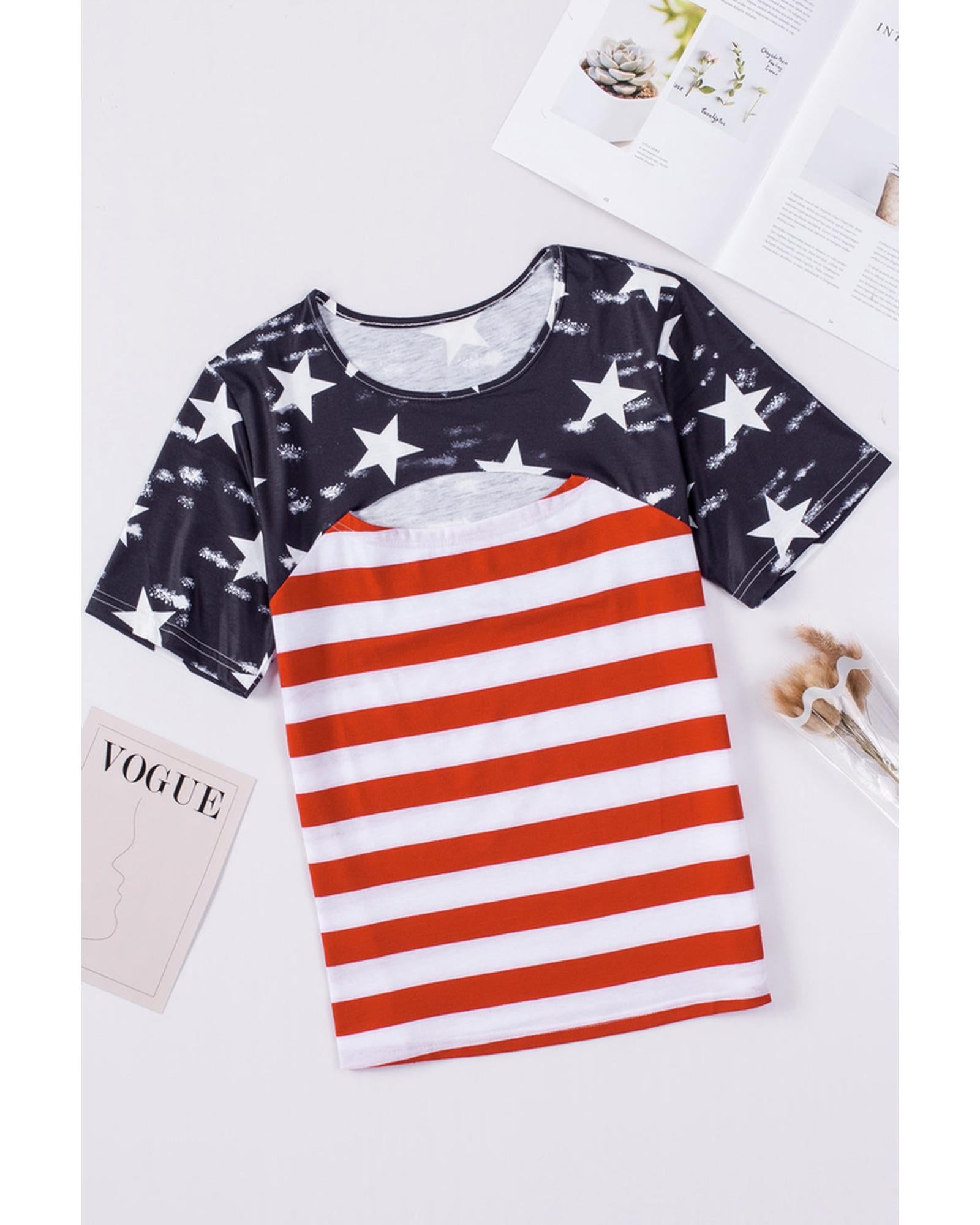 Azura Exchange American Flag Cutout T-Shirt - S
