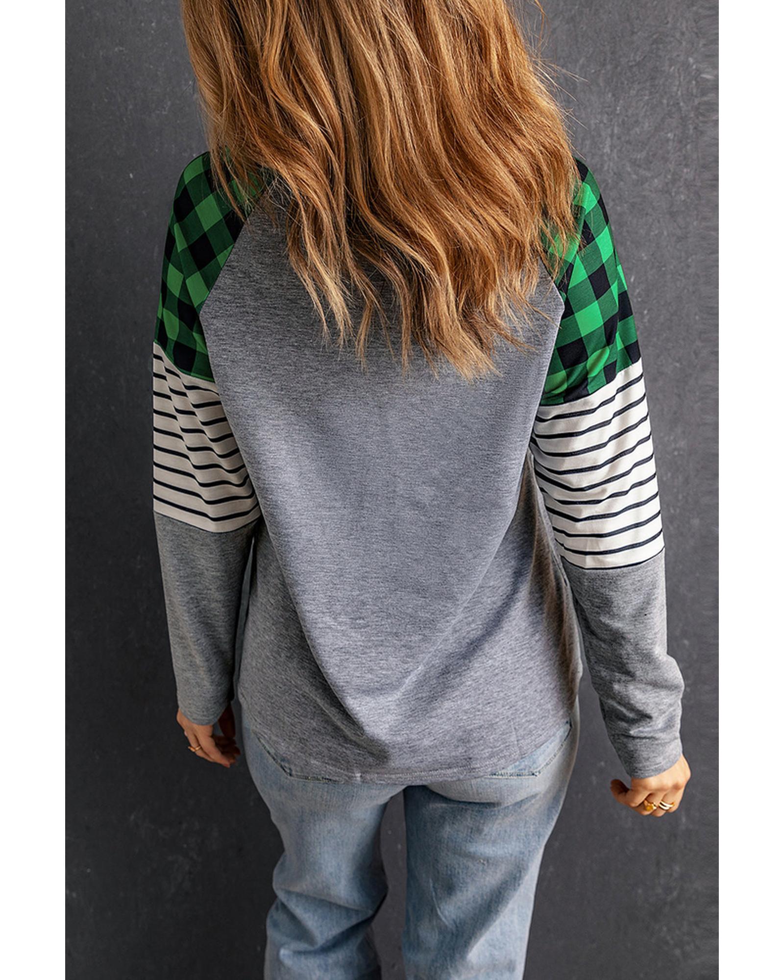 Azura Exchange Stripe Splicing Long Sleeve Top - L