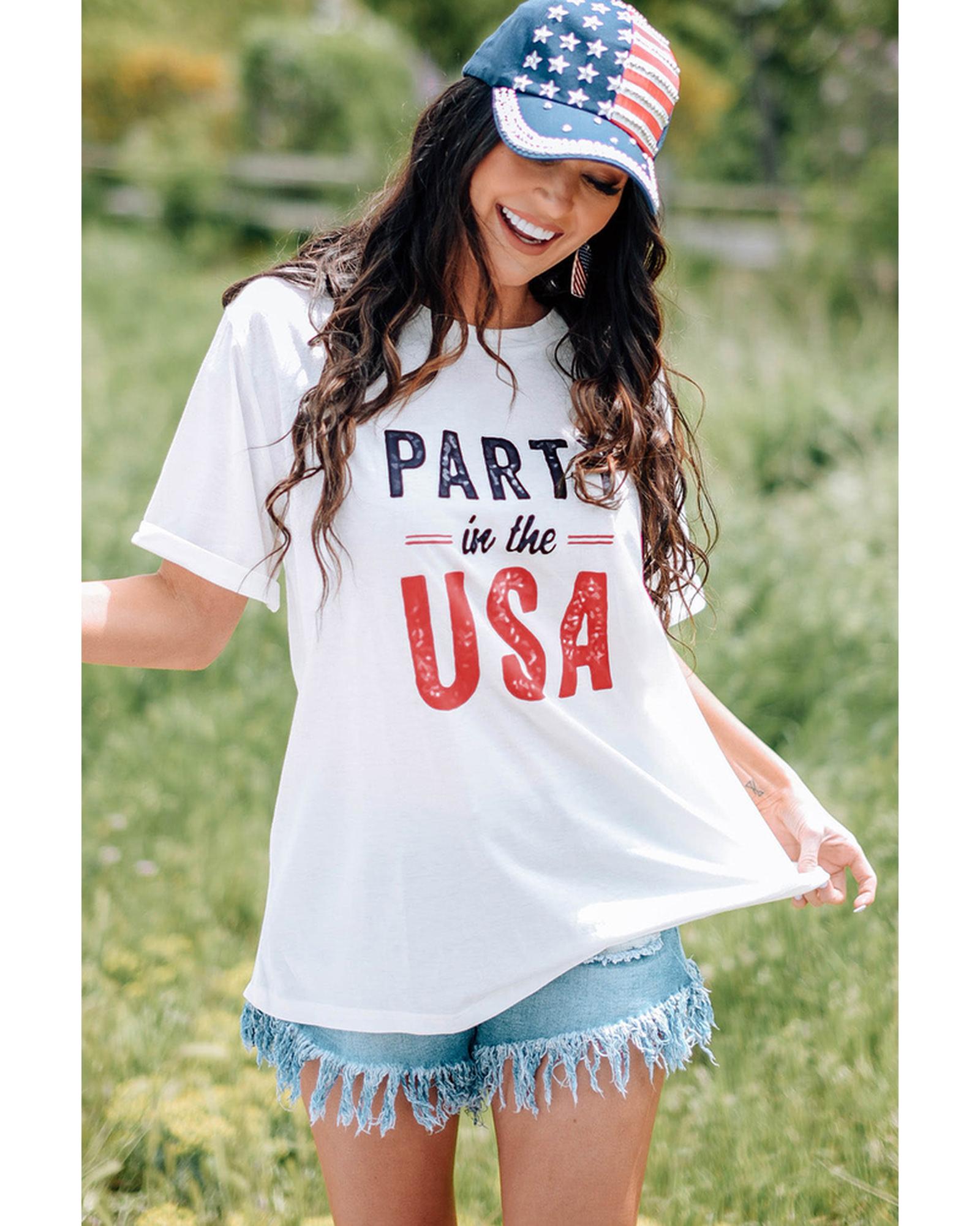 Azura Exchange USA Crew Neck Short Sleeve T Shirt - M