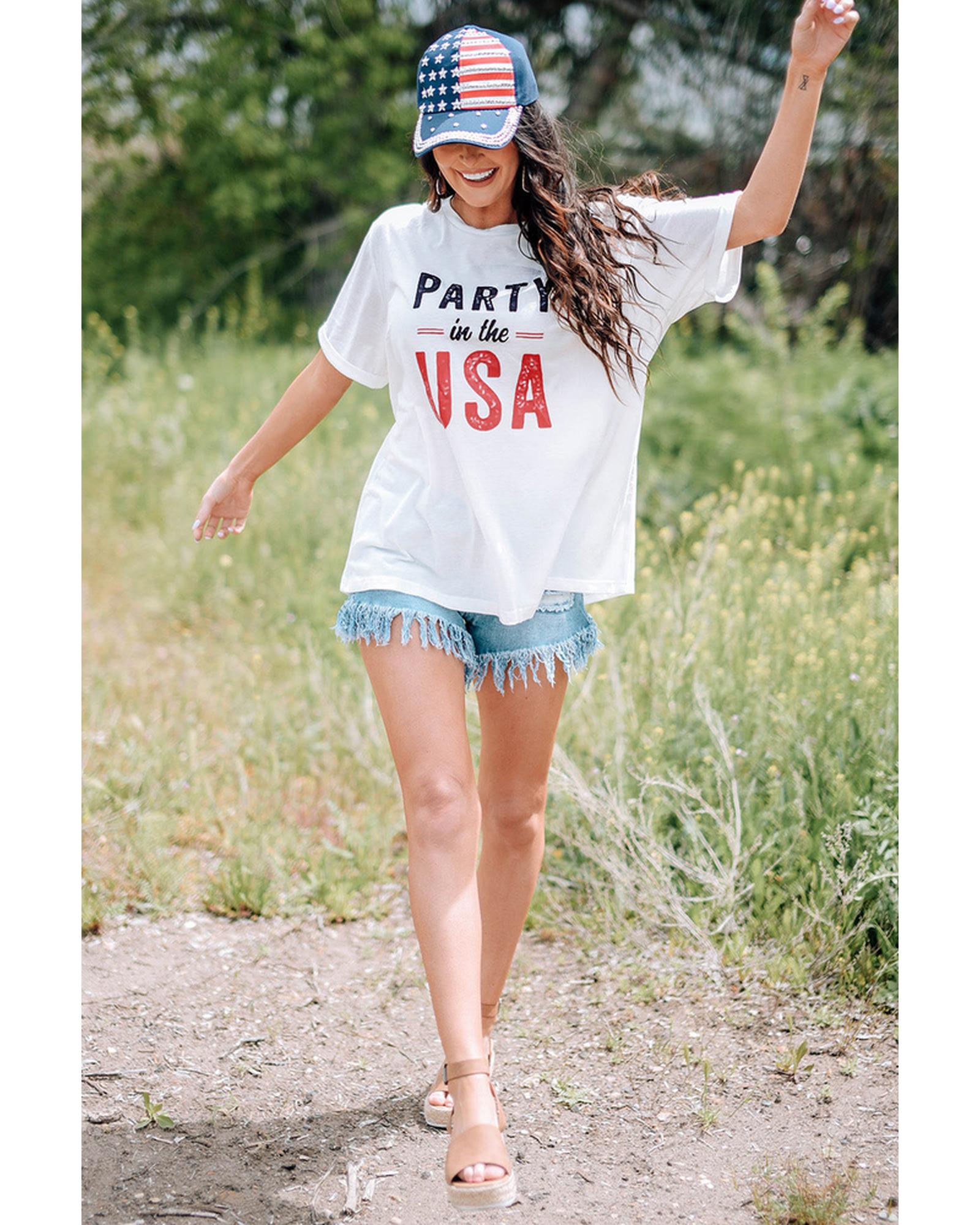 Azura Exchange USA Crew Neck Short Sleeve T Shirt - M