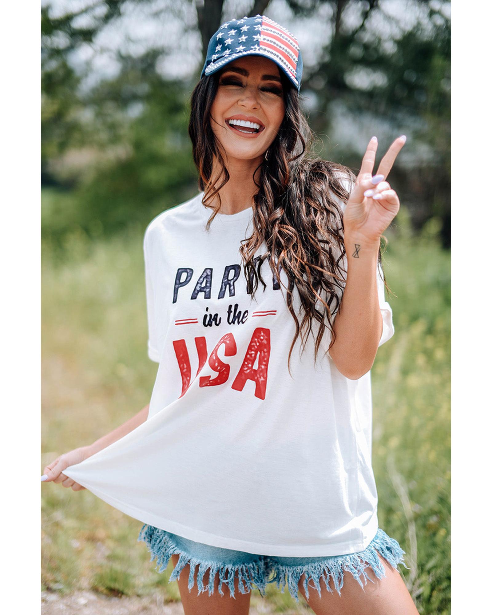 Azura Exchange USA Crew Neck Short Sleeve T Shirt - S