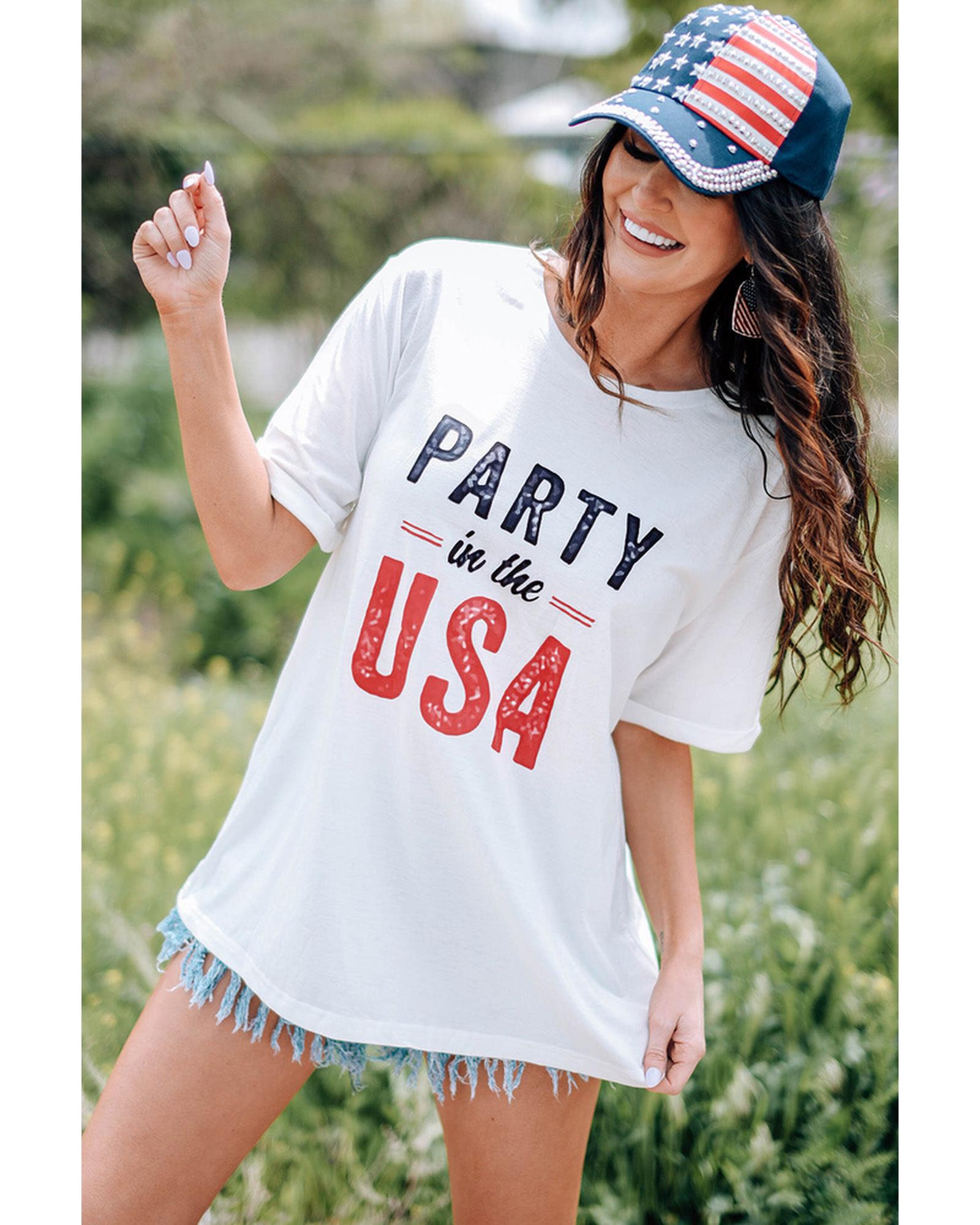 Azura Exchange USA Crew Neck Short Sleeve T Shirt - S