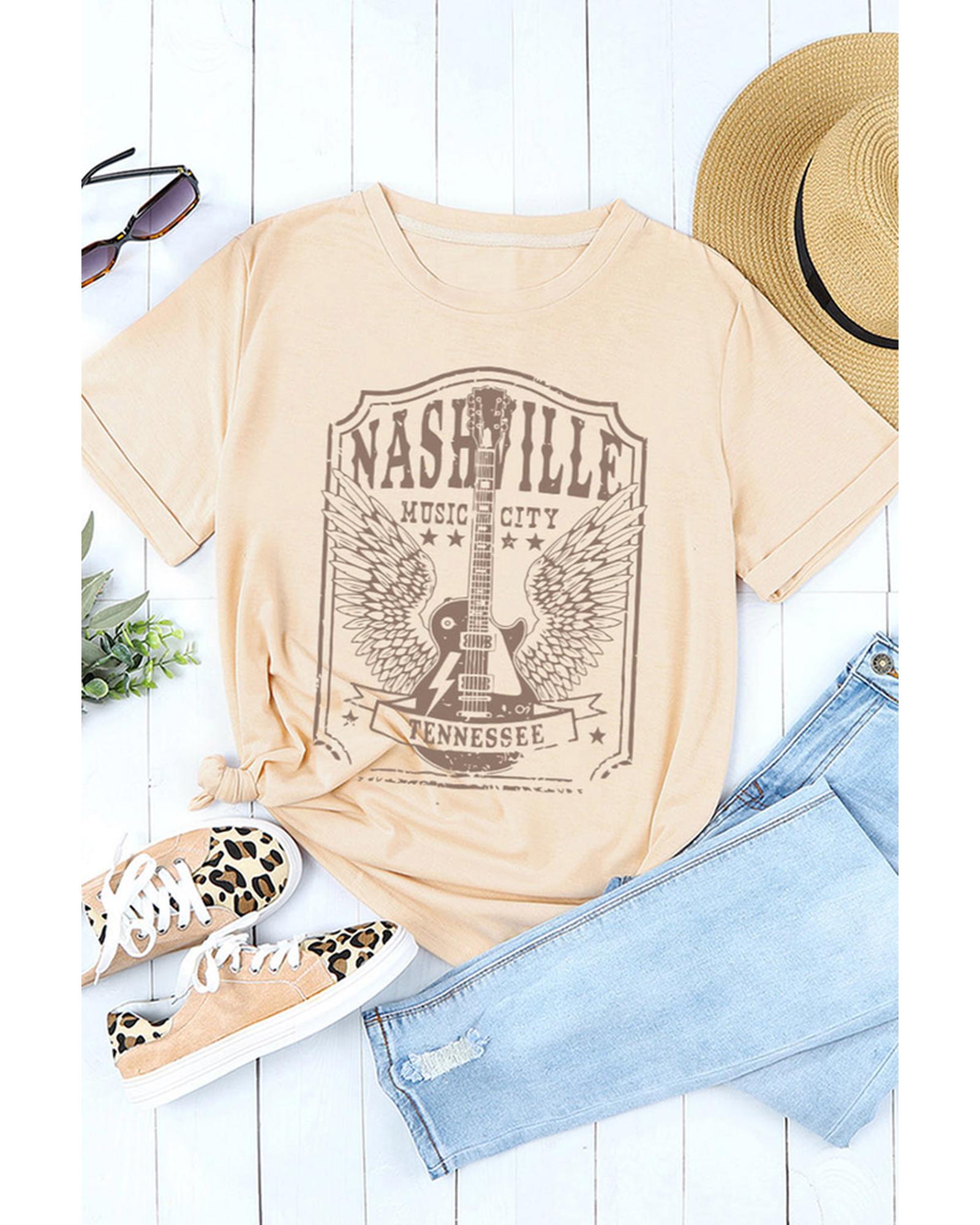 Azura Exchange NASHVILLE Graphic Print Short Sleeve T-Shirt - S