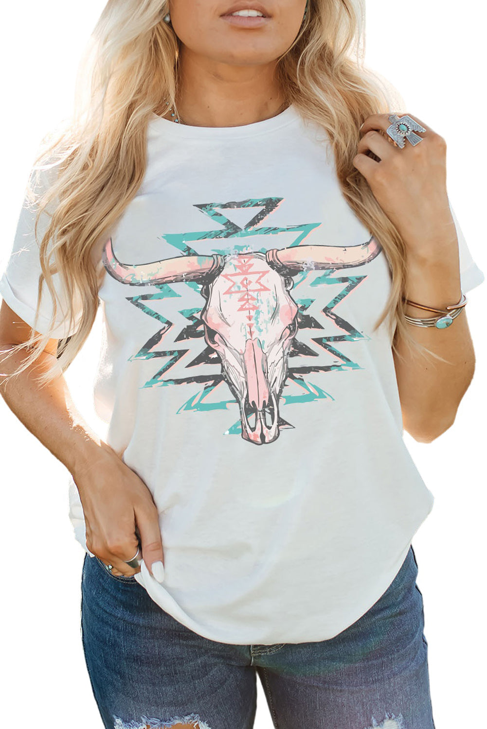 Azura Exchange Steer Skull Graphic T-Shirt - S