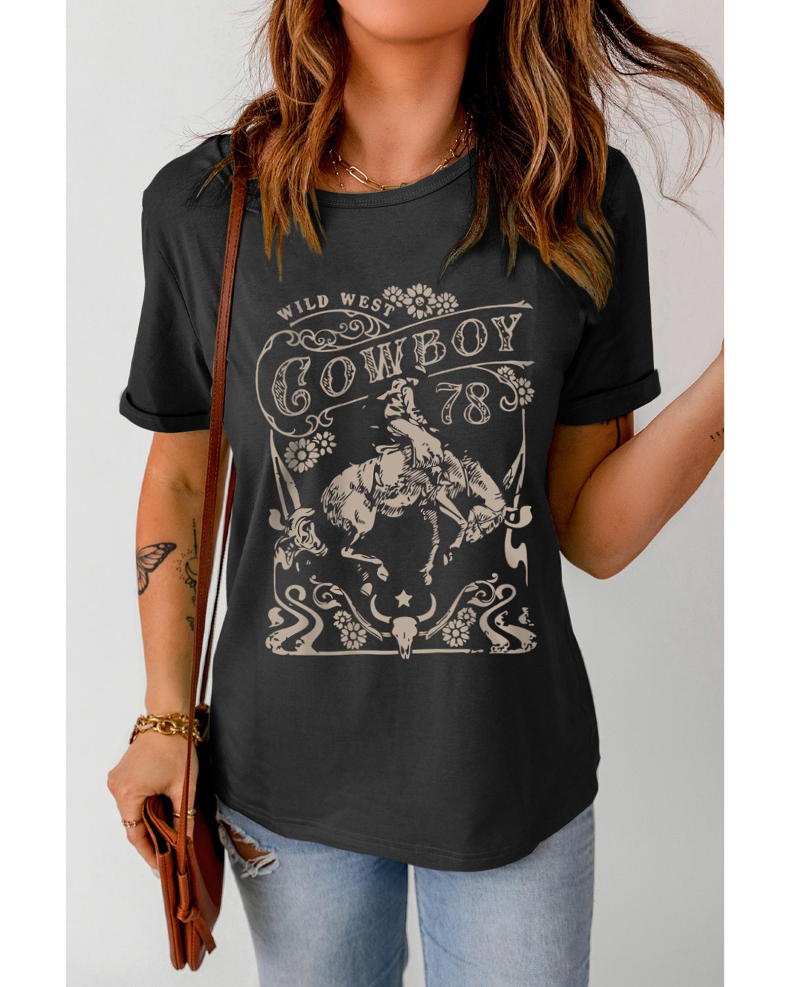 Azura Exchange Cowboy 78 Graphic Print Crew Neck T-Shirt - L