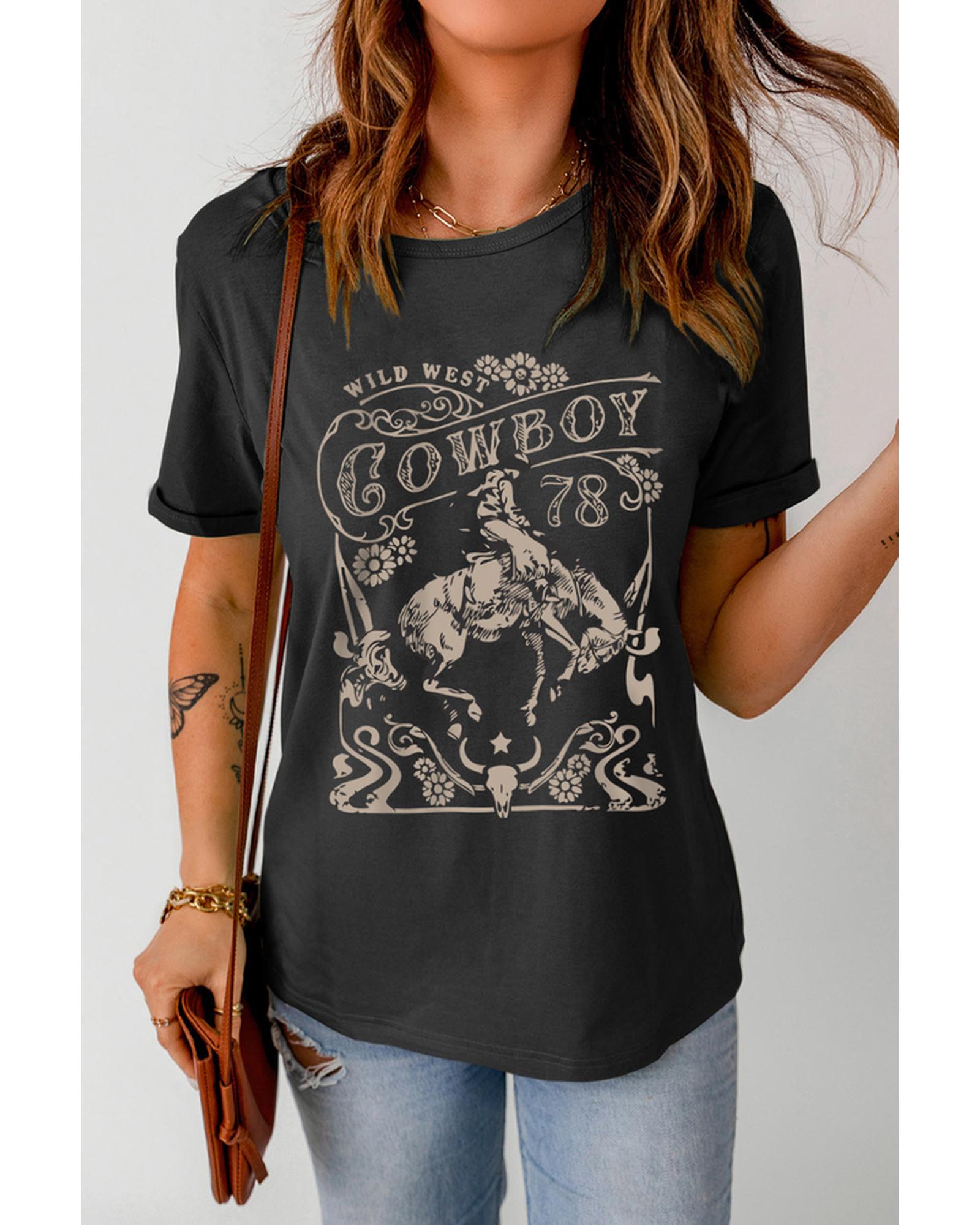 Azura Exchange Cowboy 78 Graphic Print Crew Neck T-Shirt - XL
