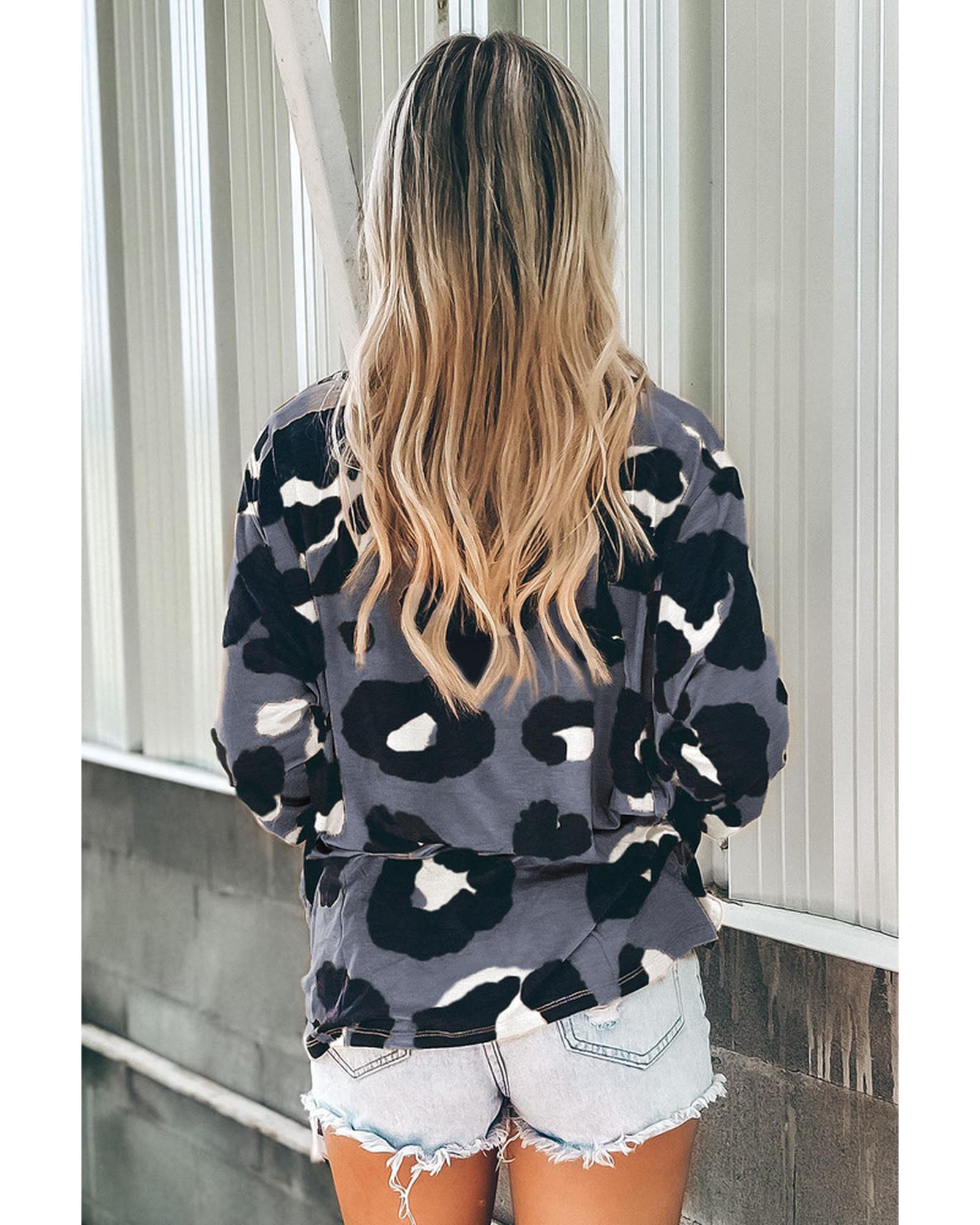 Azura Exchange Leopard Print Long Sleeve Loose Top - XL