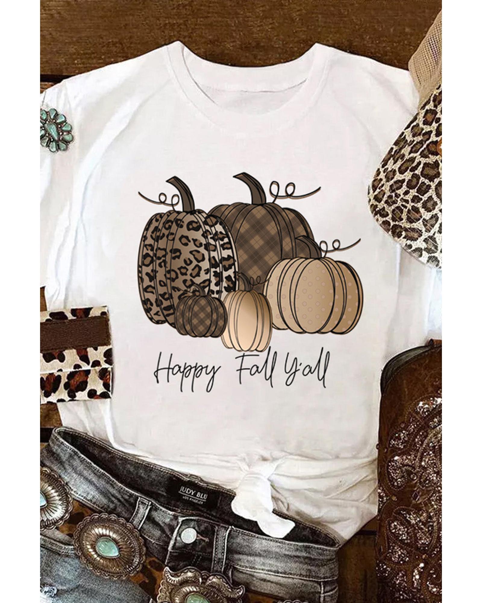 Azura Exchange Pumpkin Print Graphic T-Shirt for Fall - L