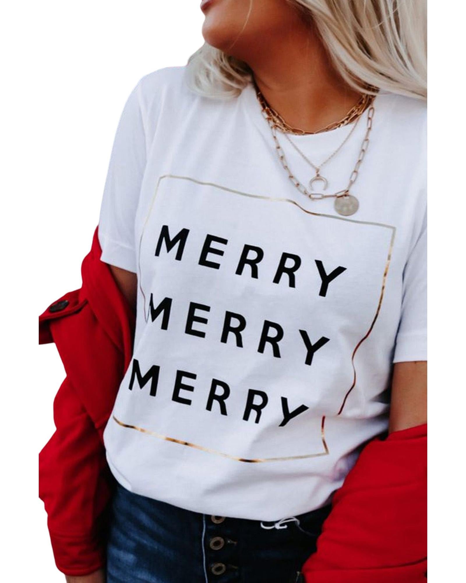 Azura Exchange Merry Graphic Print T-Shirt - L