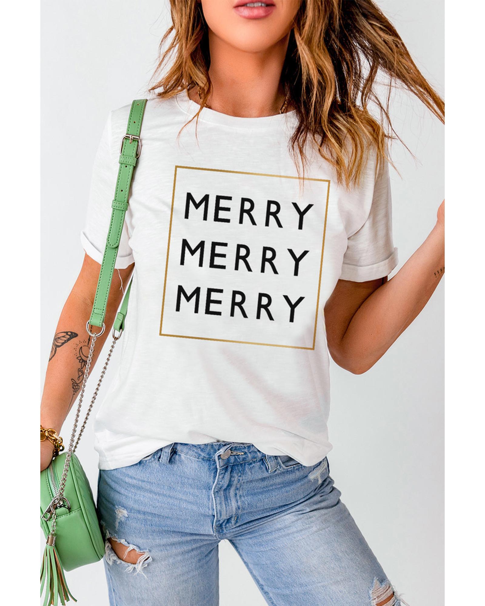 Azura Exchange Merry Graphic Print T-Shirt - M