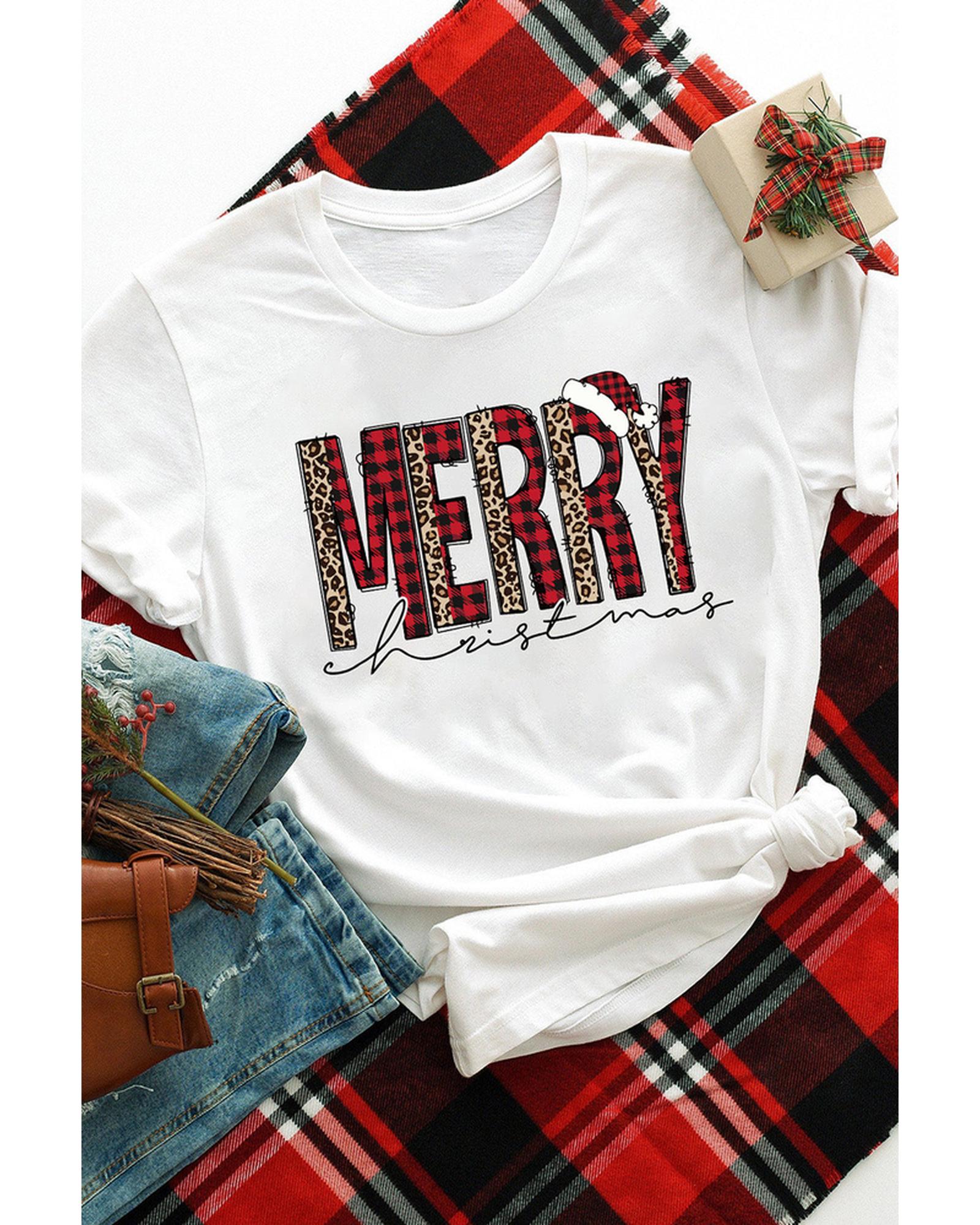 Azura Exchange Plaid Leopard Print Short Sleeve T Shirt - S