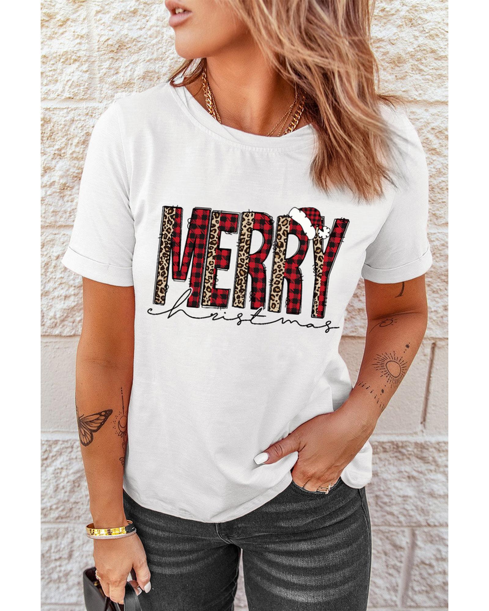 Azura Exchange Plaid Leopard Print Short Sleeve T Shirt - S