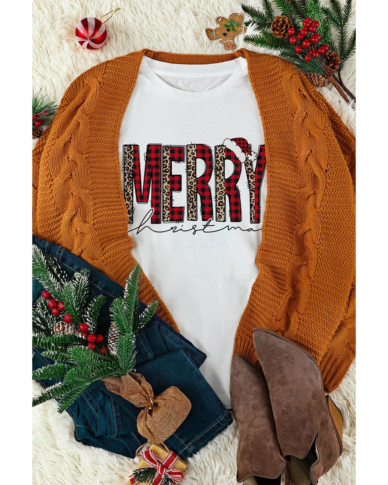 Azura Exchange Plaid Leopard Print Short Sleeve T Shirt - S