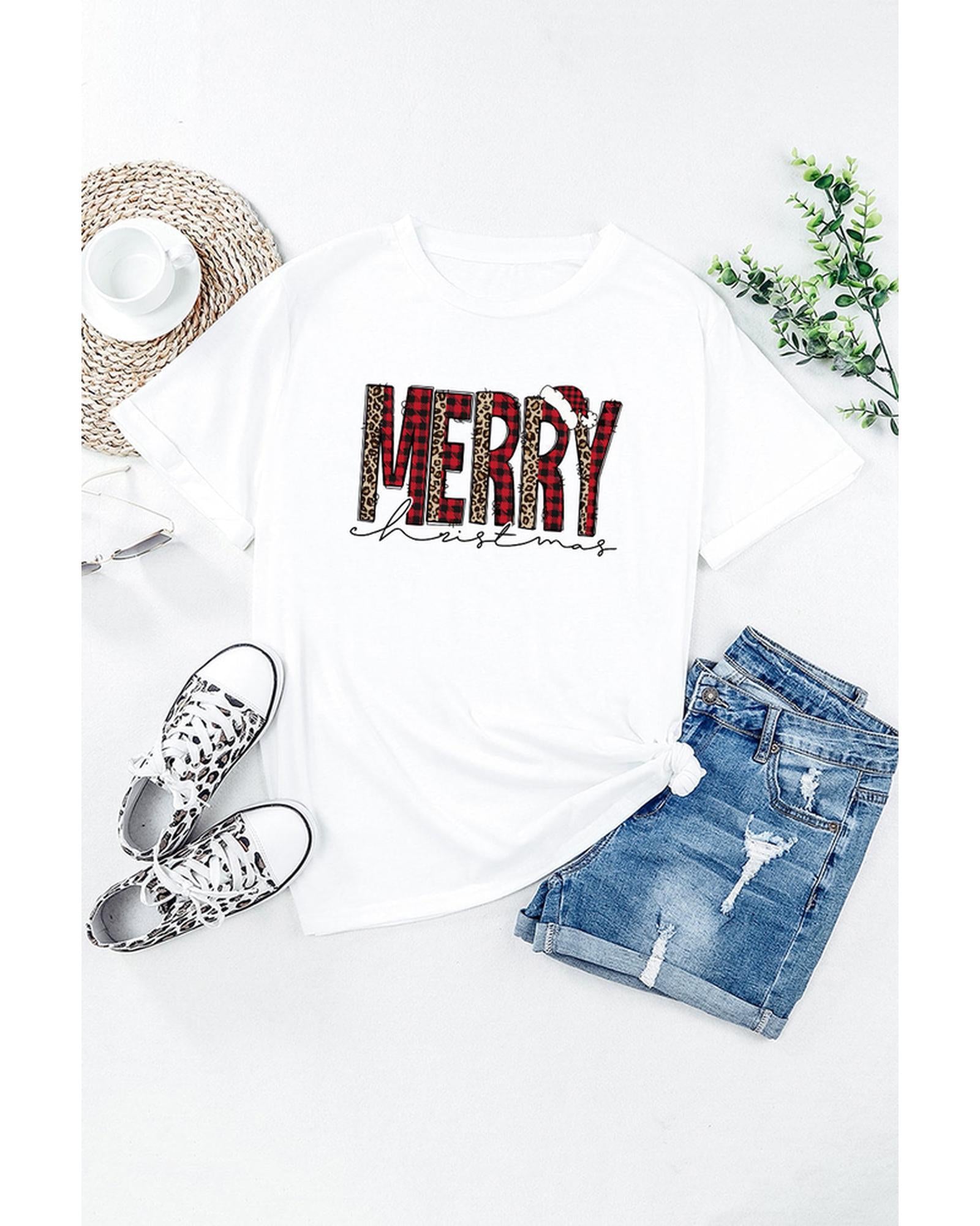 Azura Exchange Plaid Leopard Print Short Sleeve T Shirt - S