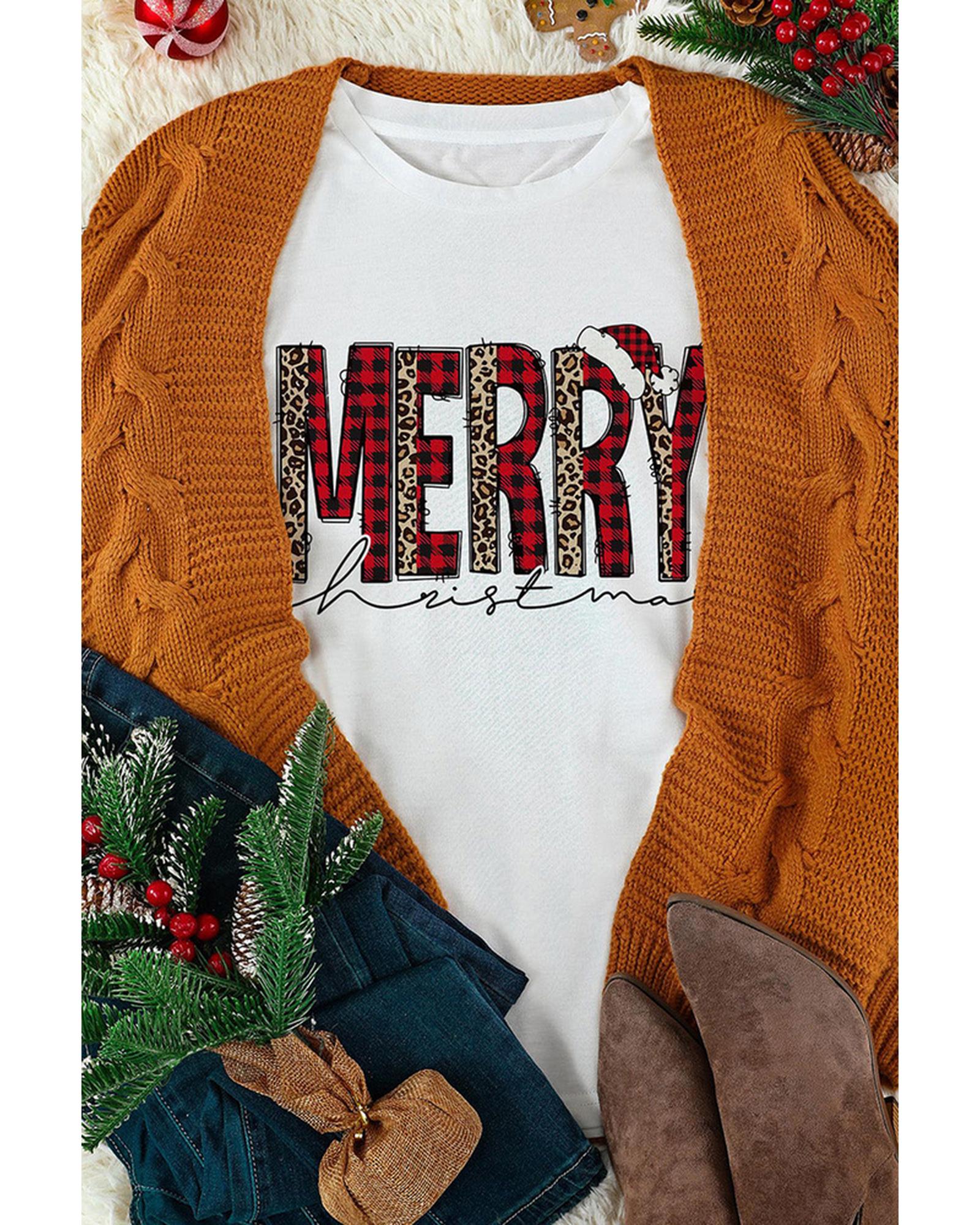 Azura Exchange Plaid Leopard Print Short Sleeve T Shirt - S