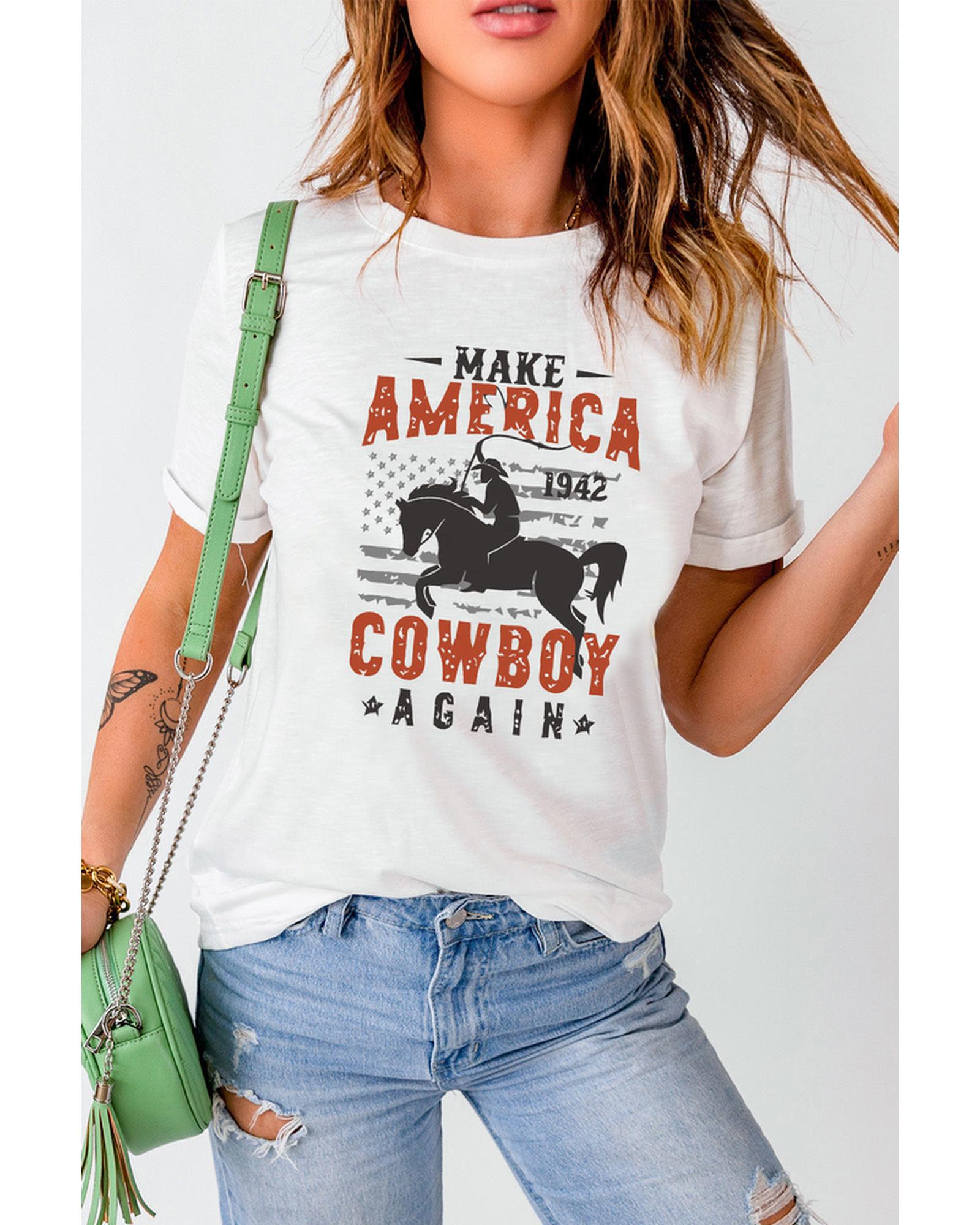 Azura Exchange Cowboy Graphic Print Crew Neck T-Shirt - M