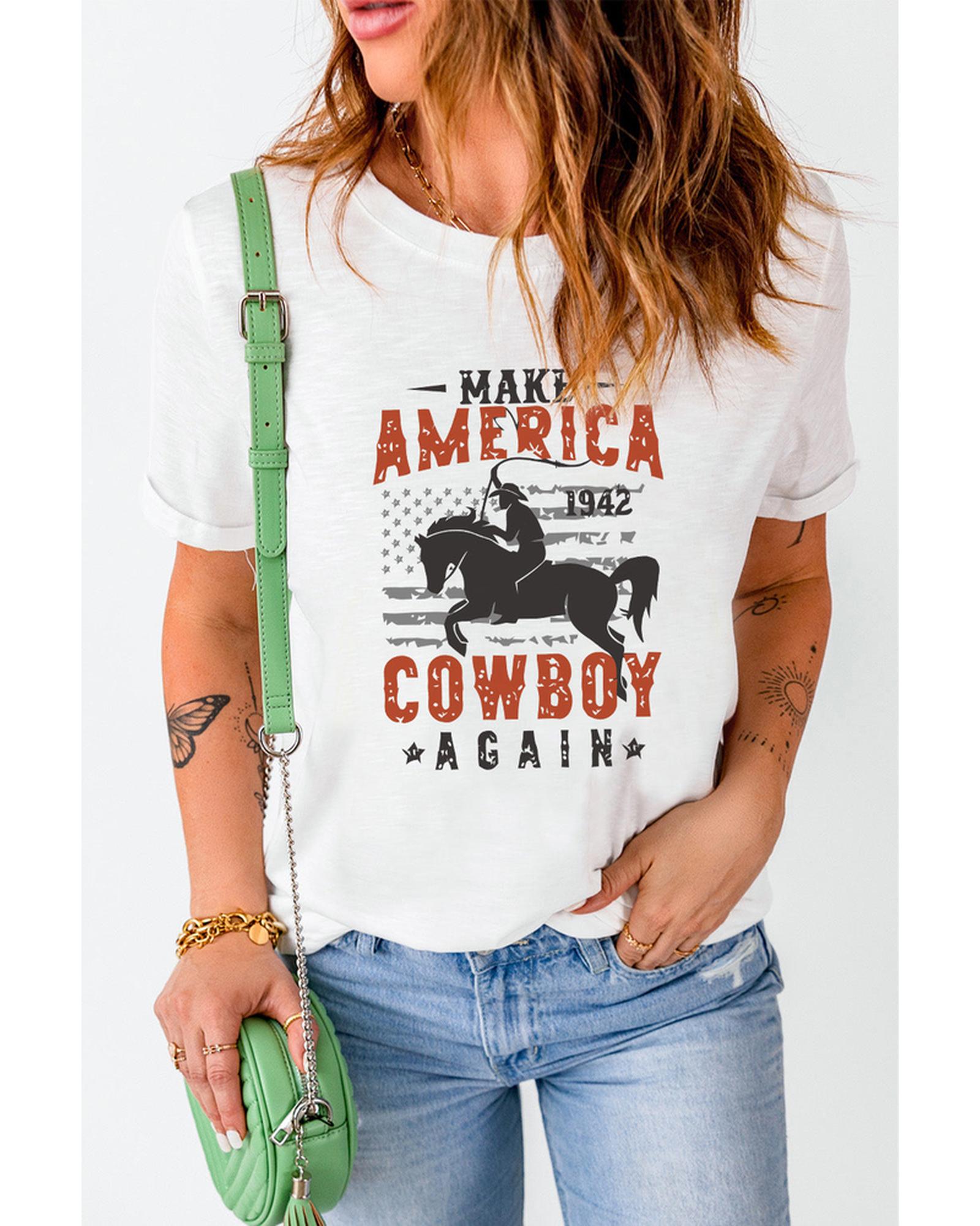 Azura Exchange Cowboy Graphic Print Crew Neck T-Shirt - M
