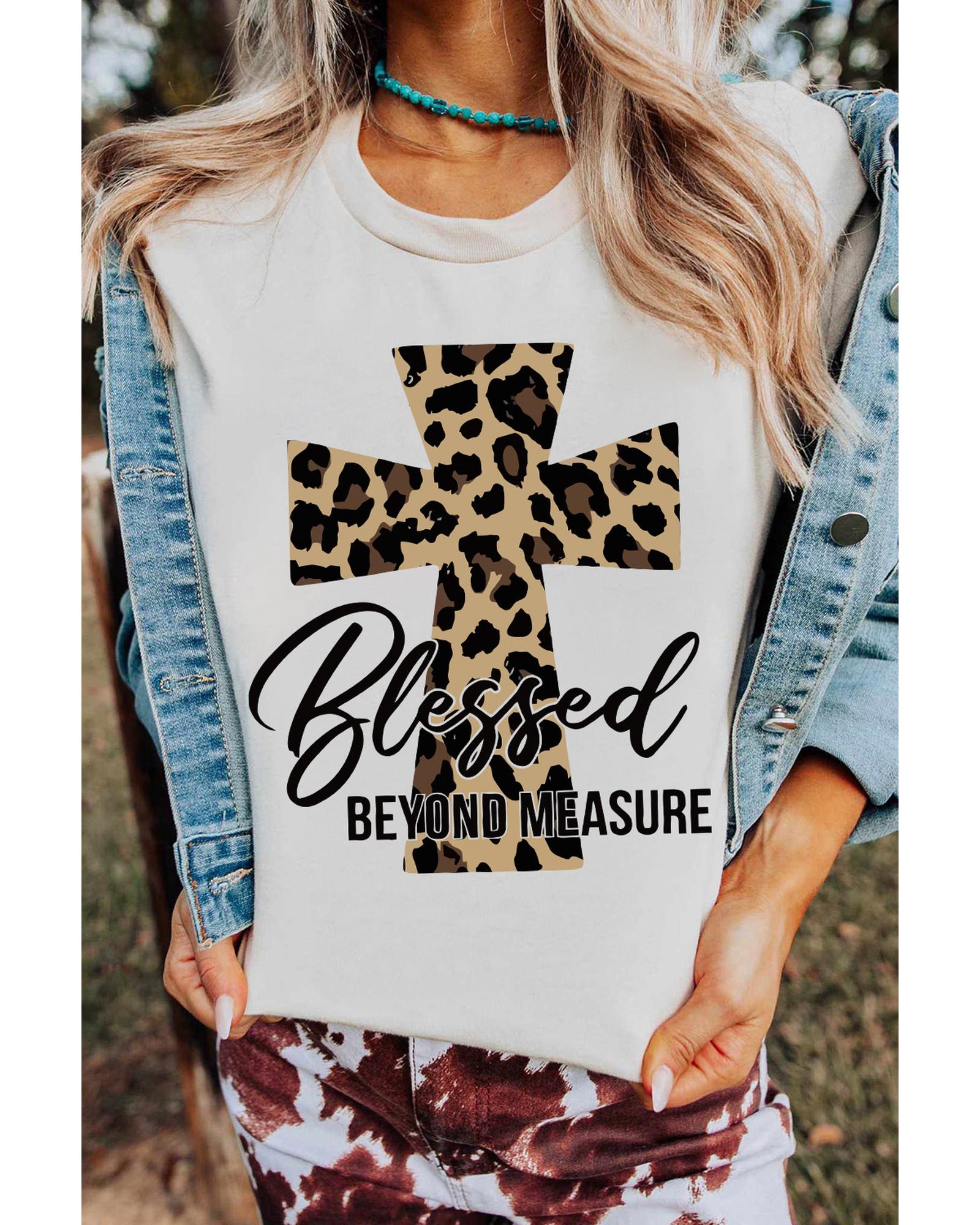 Azura Exchange Leopard Cross Graphic Print T-Shirt - L