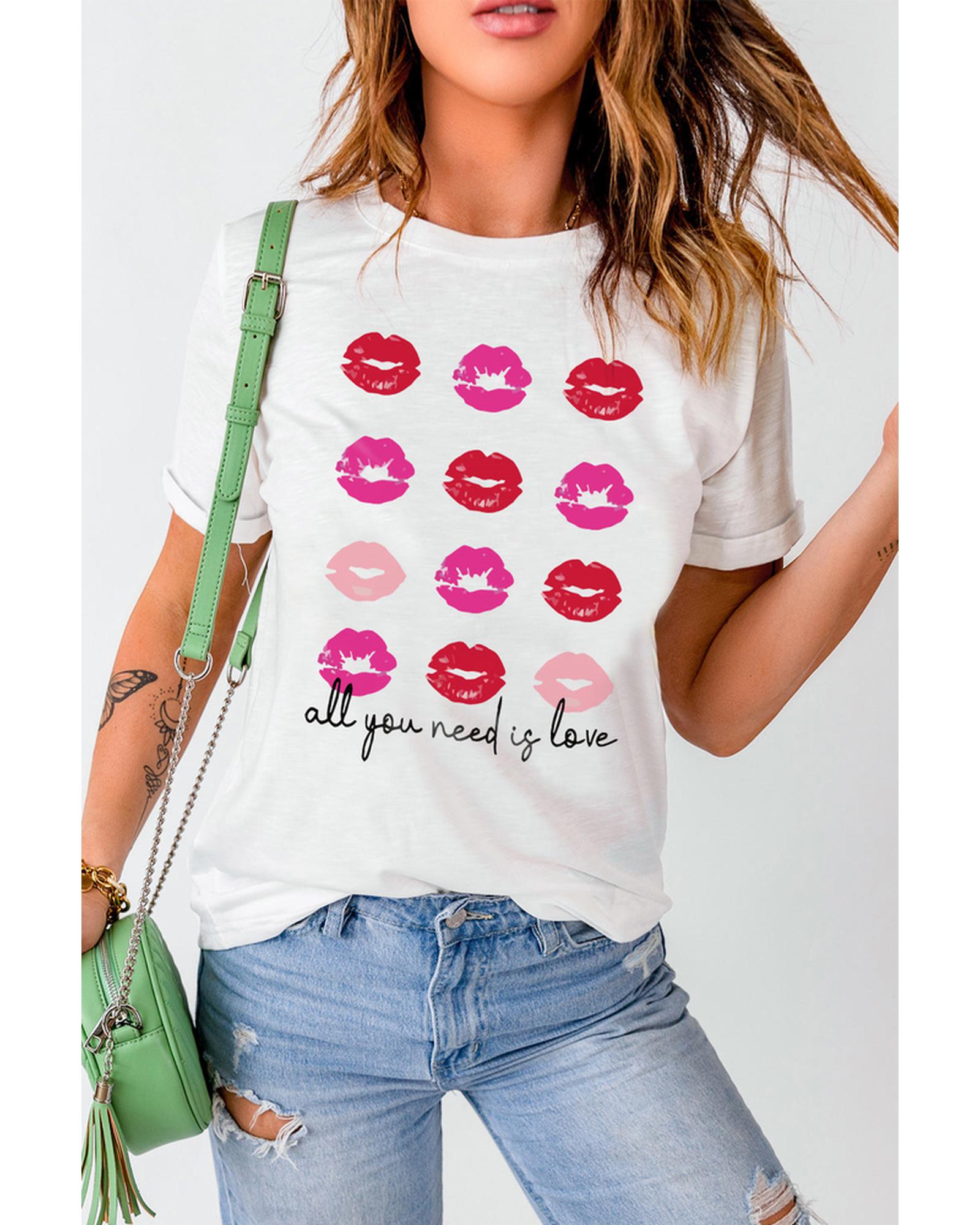 Azura Exchange Valentines Kisses Graphic Tee - L