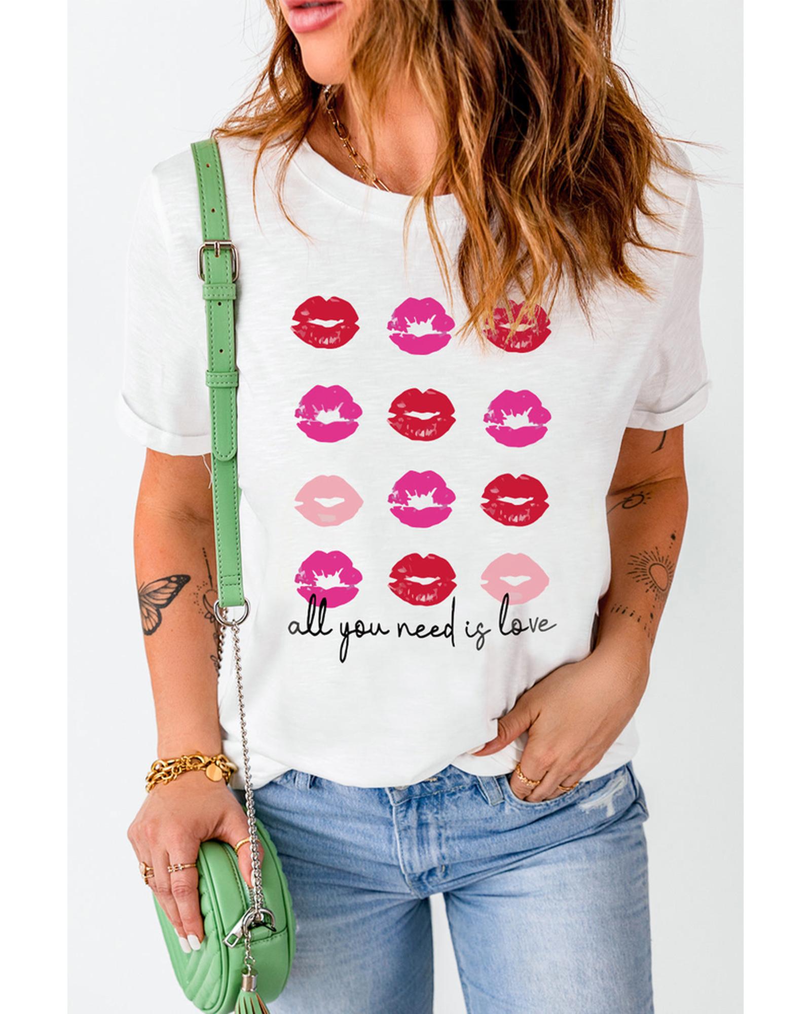 Azura Exchange Valentines Kisses Graphic Tee - L