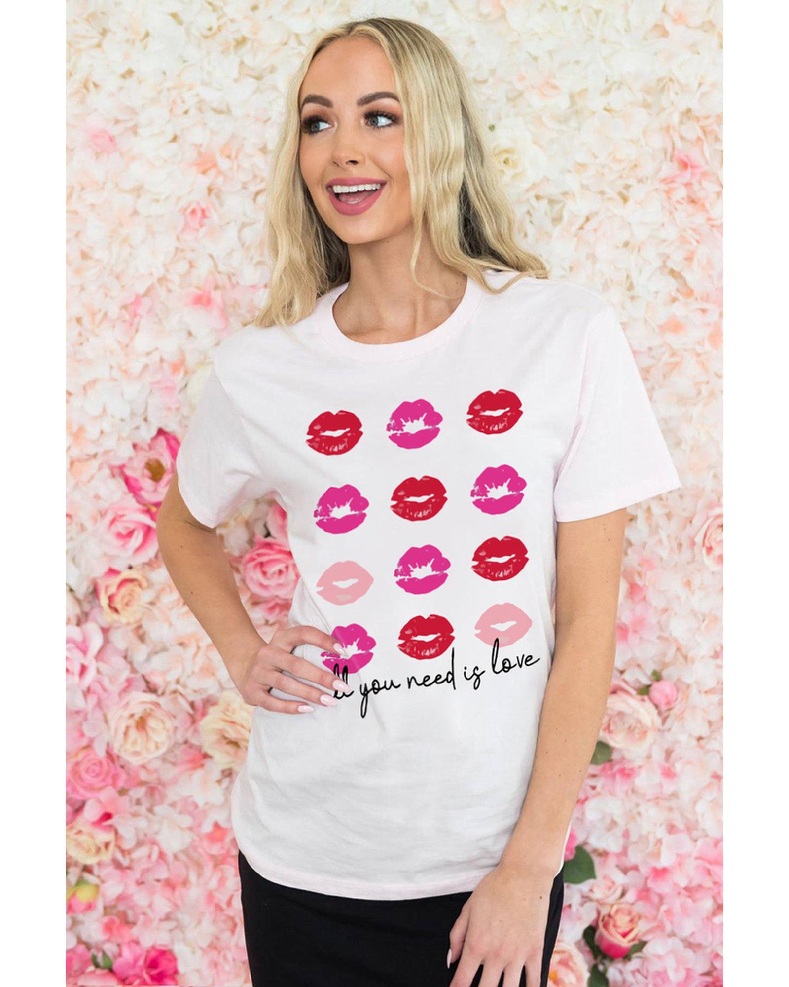 Azura Exchange Valentines Kisses Graphic Tee - M
