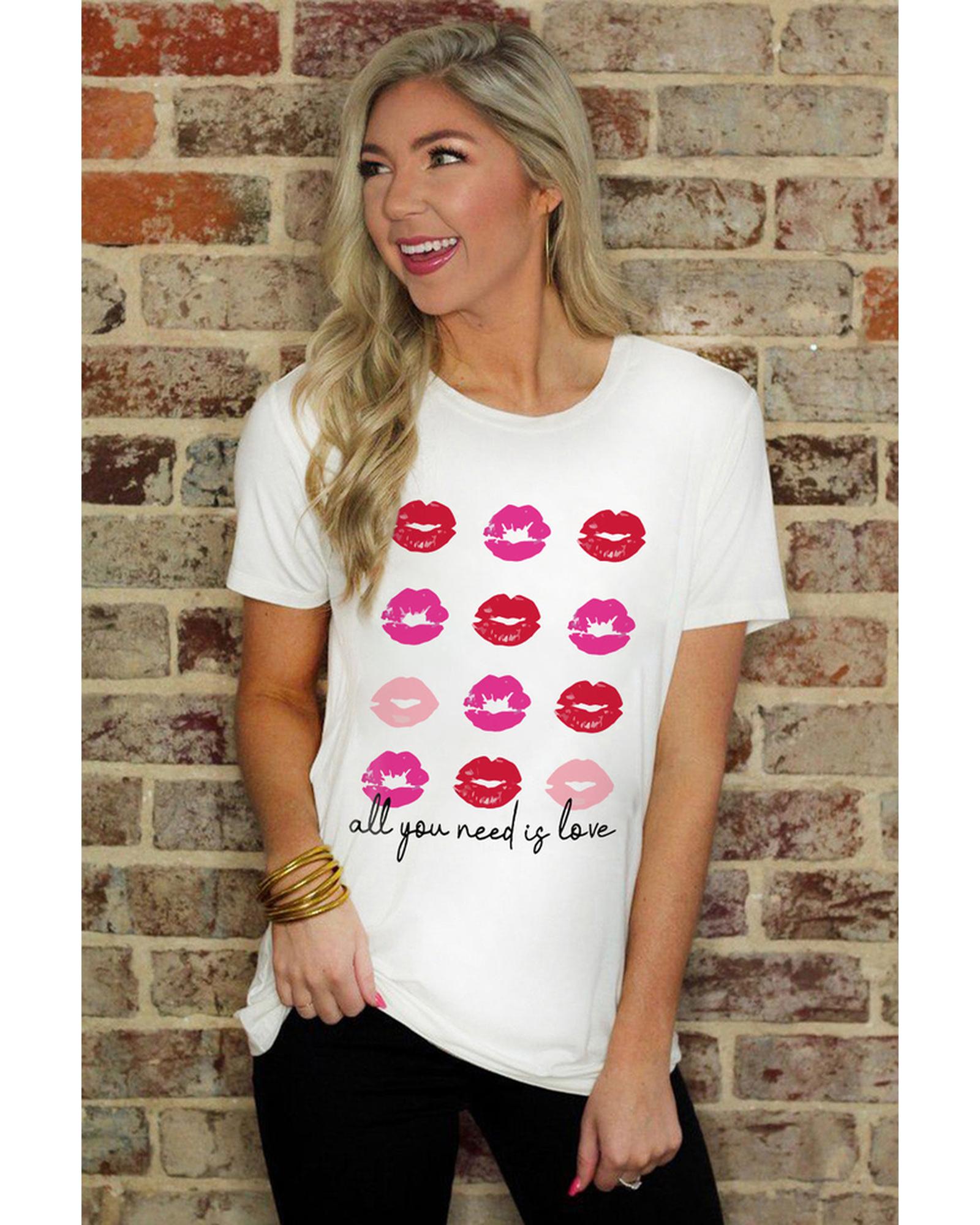 Azura Exchange Valentines Kisses Graphic Tee - M