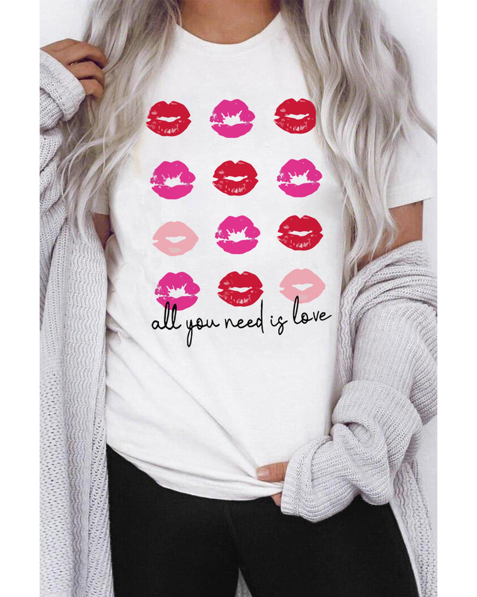 Azura Exchange Valentines Kisses Graphic Tee - S